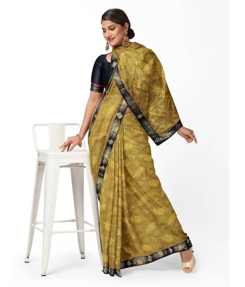     			YUGAVEERAA Net Cut Outs Saree With Unstitched Blouse Piece ( Black )