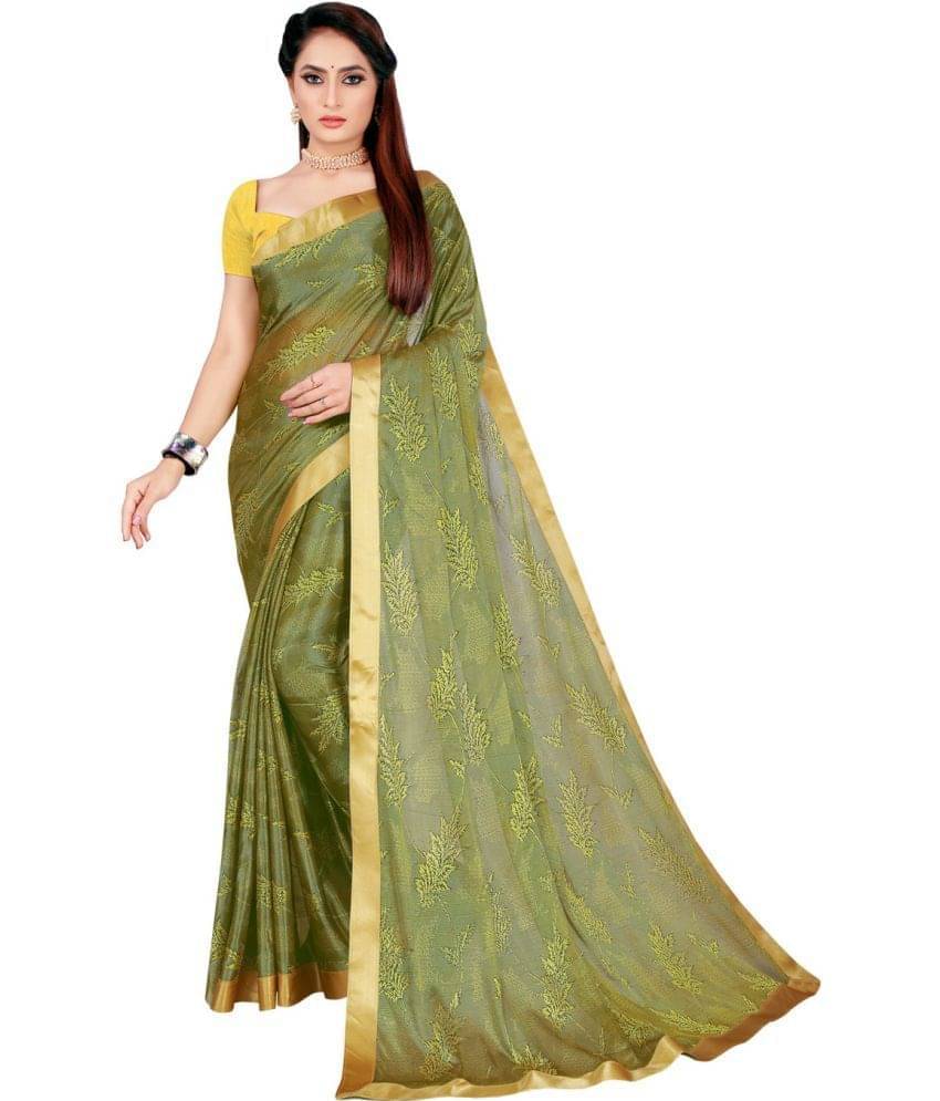 YUGAVEERAA Net Cut Outs Saree With Unstitched Blouse Piece ( Yellow ) YUGAVEERAA Net Cut Outs Saree With Unstitched Blouse Piece ( Yellow )