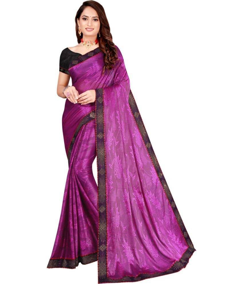YUGAVEERAA Net Cut Outs Saree With Unstitched Blouse Piece ( Purple ) YUGAVEERAA Net Cut Outs Saree With Unstitched Blouse Piece ( Purple )