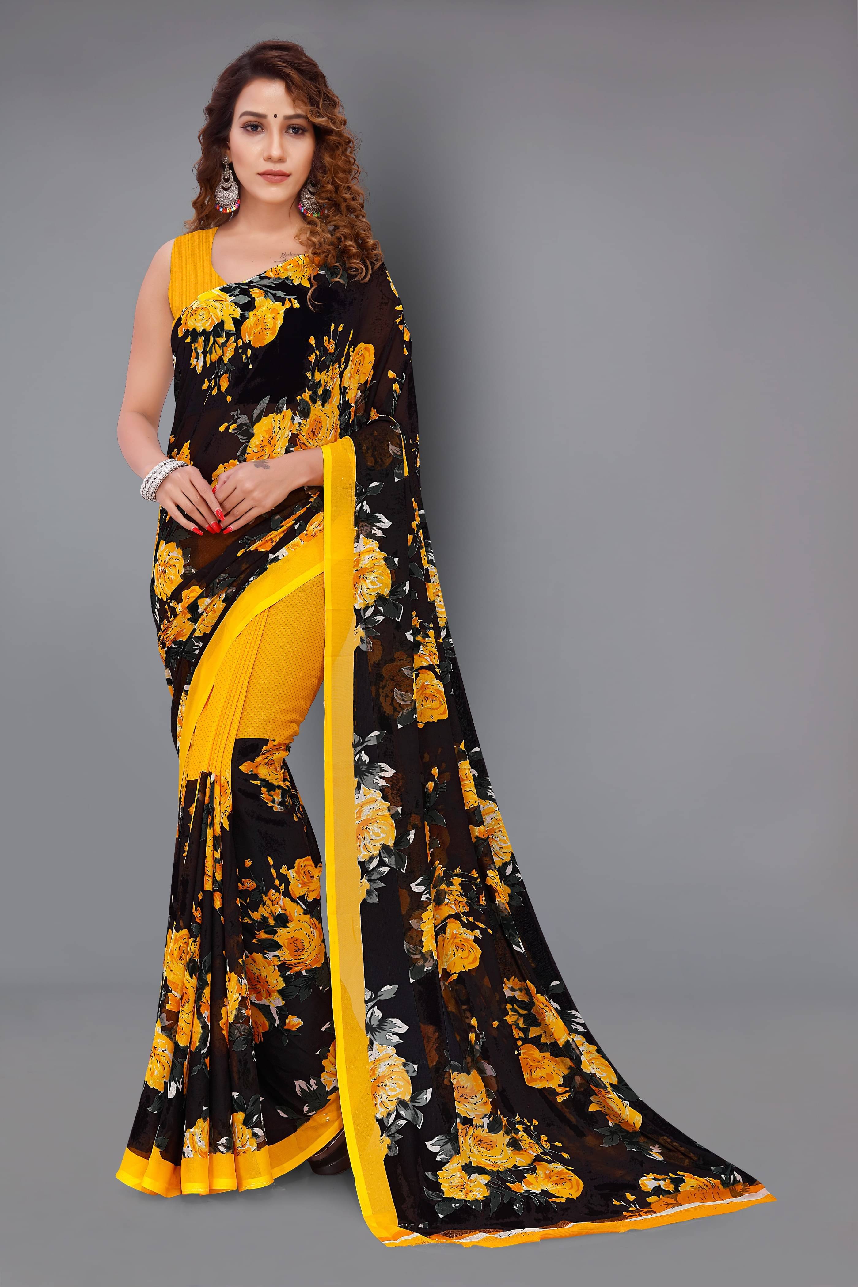 YUGAVEERAA Net Cut Outs Saree With Unstitched Blouse Piece ( Multicolor ) YUGAVEERAA Net Cut Outs Saree With Unstitched Blouse Piece ( Multicolor )