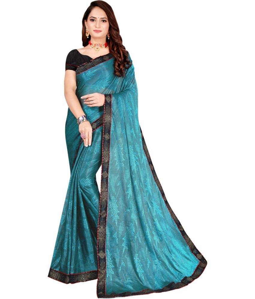 YUGAVEERAA Net Cut Outs Saree With Unstitched Blouse Piece ( Blue ) YUGAVEERAA Net Cut Outs Saree With Unstitched Blouse Piece ( Blue )