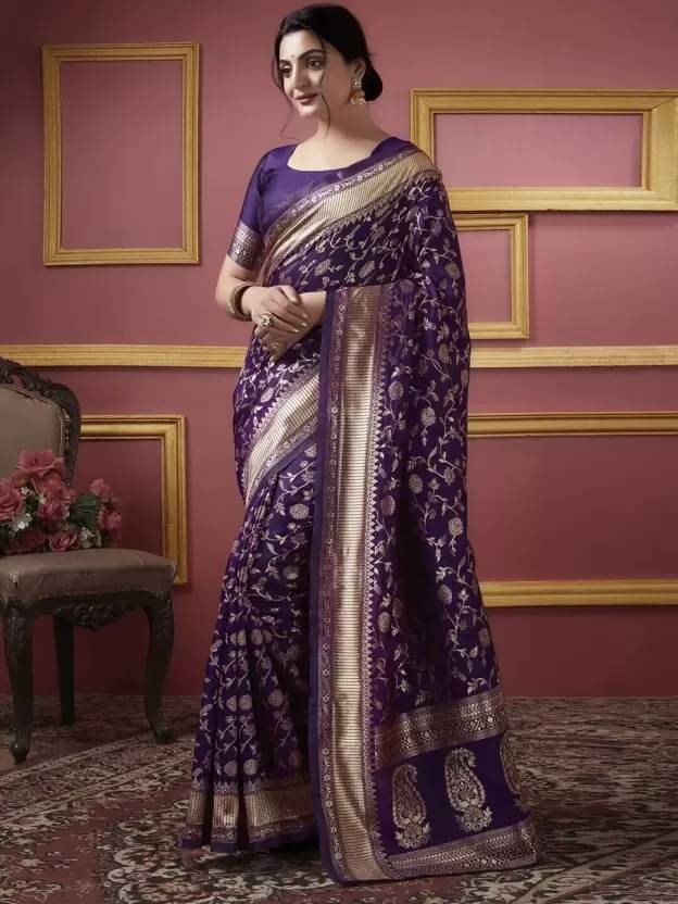 YUGAVEERAA Silk Woven Saree With Unstitched Blouse Piece ( Wine ) YUGAVEERAA Silk Woven Saree With Unstitched Blouse Piece ( Wine )