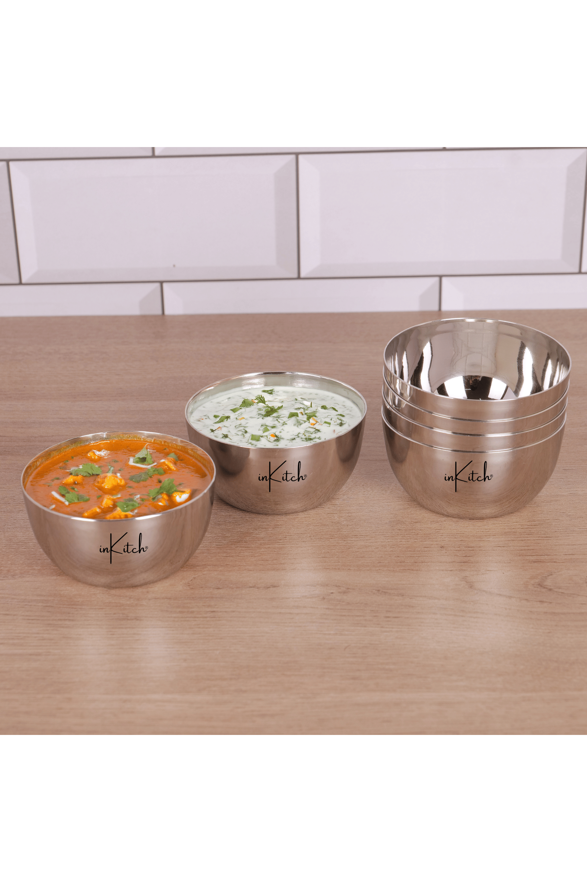 inKitch Multi Purpose Steel Plain Bowl Set 3.5 cm ( Set of 1 ) Silver