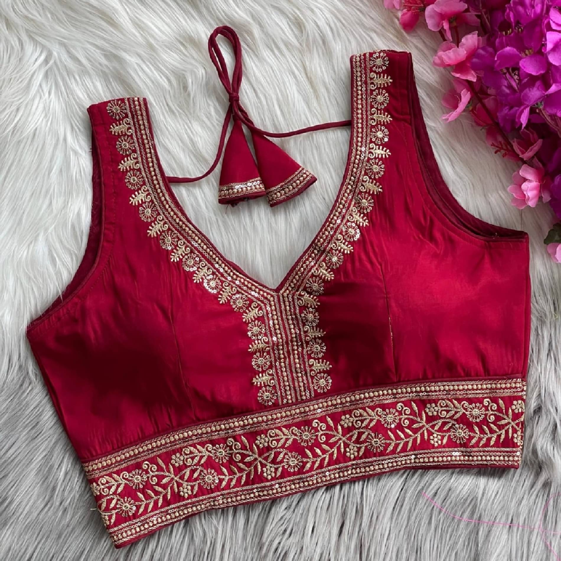 ARZ Maroon Readymade with Pad Silk Women's Blouse ( Pack of 1 ) ARZ Maroon Readymade with Pad Silk Women's Blouse ( Pack of 1 )