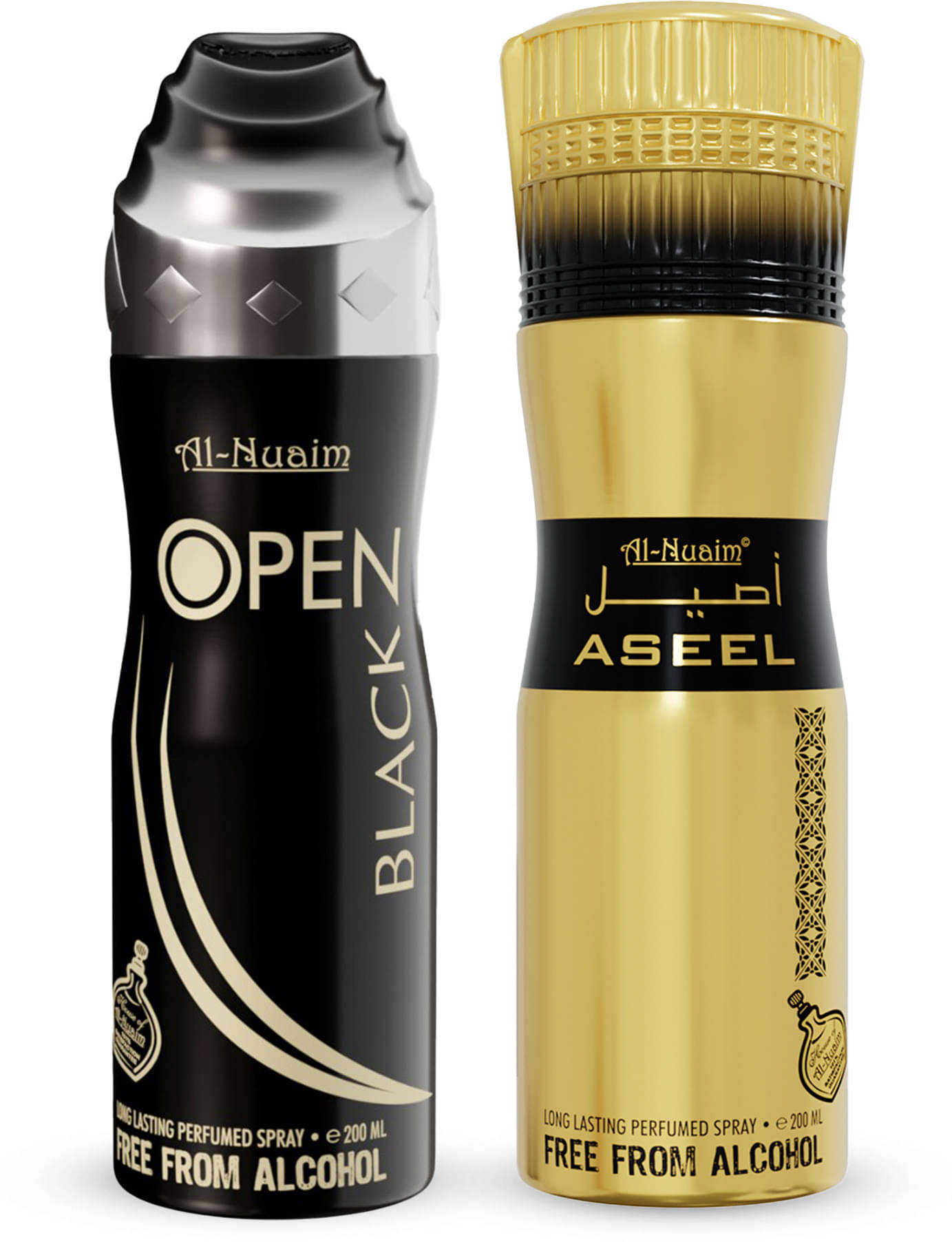     			Al-Nuaim Open Balck & Aseel Alcohol Free Deodor Deodorant Spray for Unisex 100 ml ( Pack of 2 )