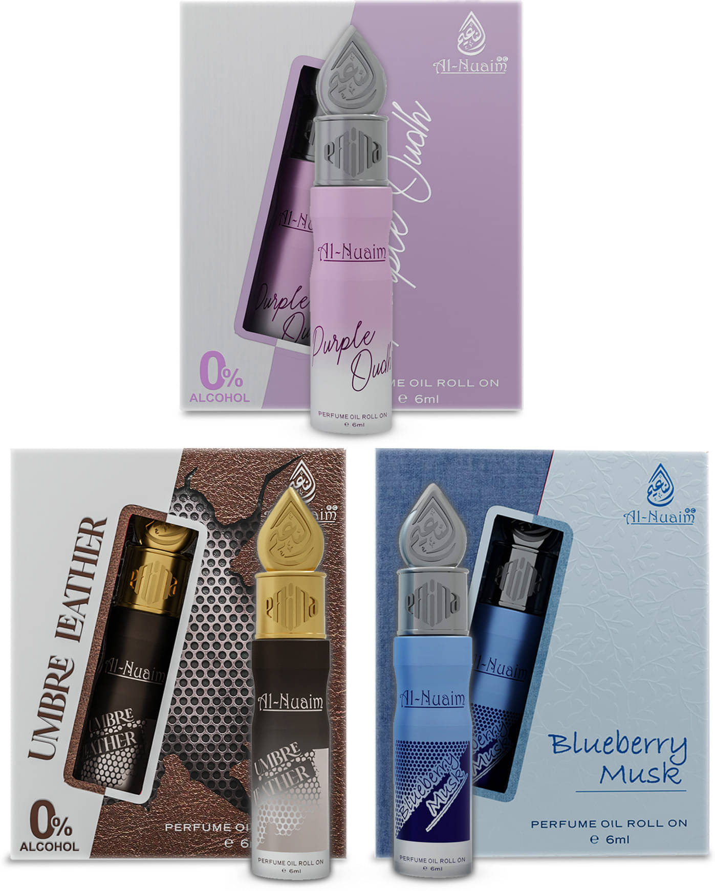     			Al-Nuaim Oud Non- Alcoholic Miniature Attar ( Pack of 3 )