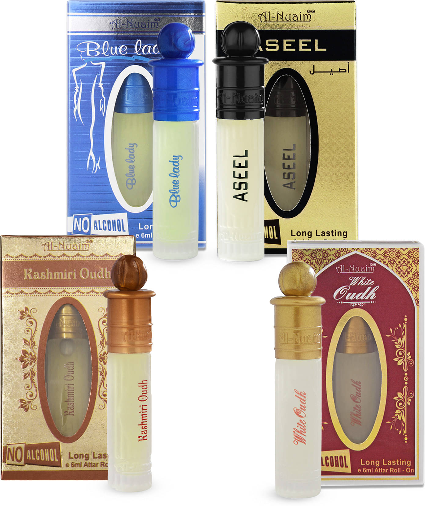     			Al-Nuaim Oud Non- Alcoholic Miniature Attar ( Pack of 4 )