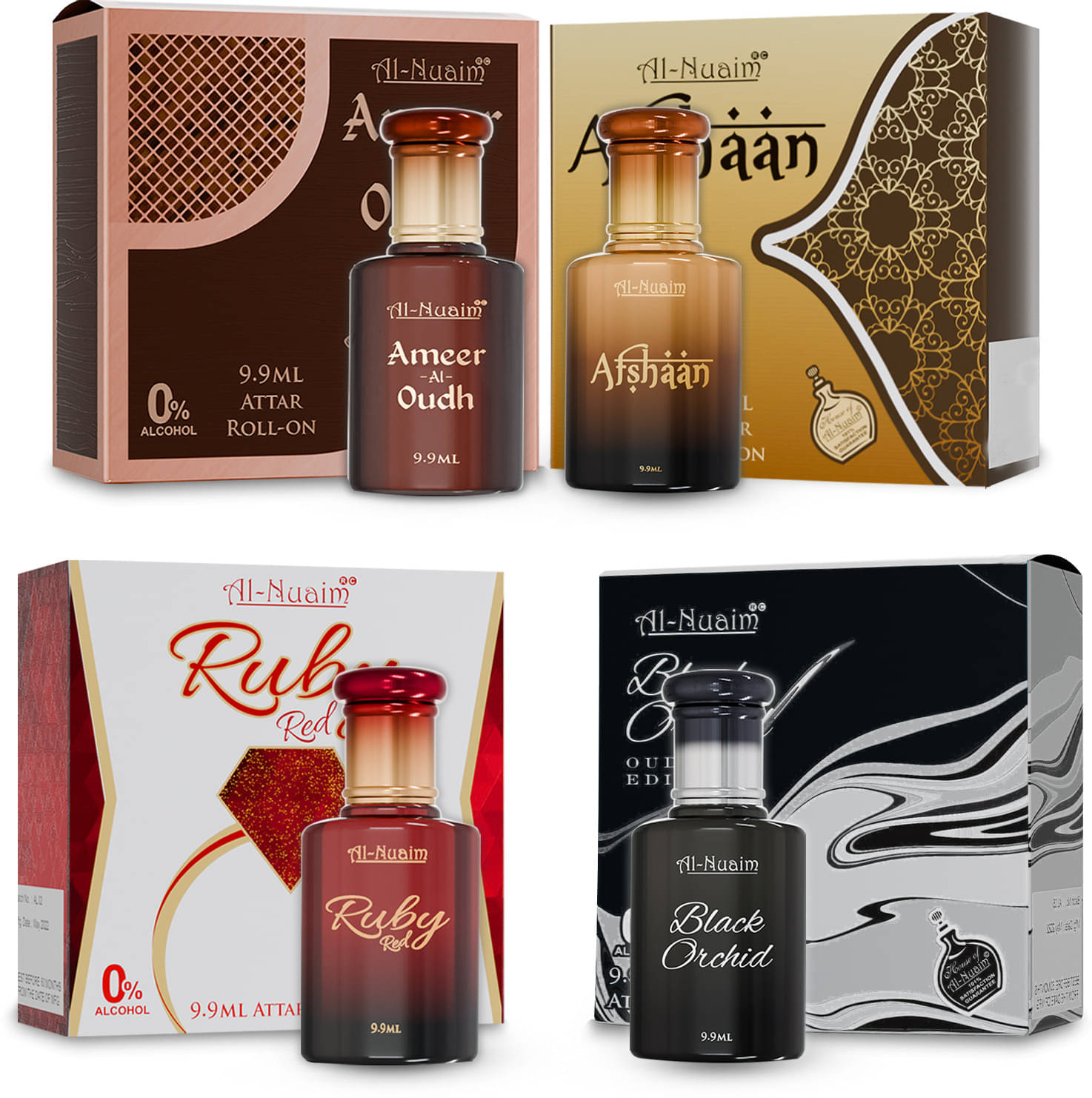     			Al-Nuaim Oud Non- Alcoholic Miniature Attar ( Pack of 4 )
