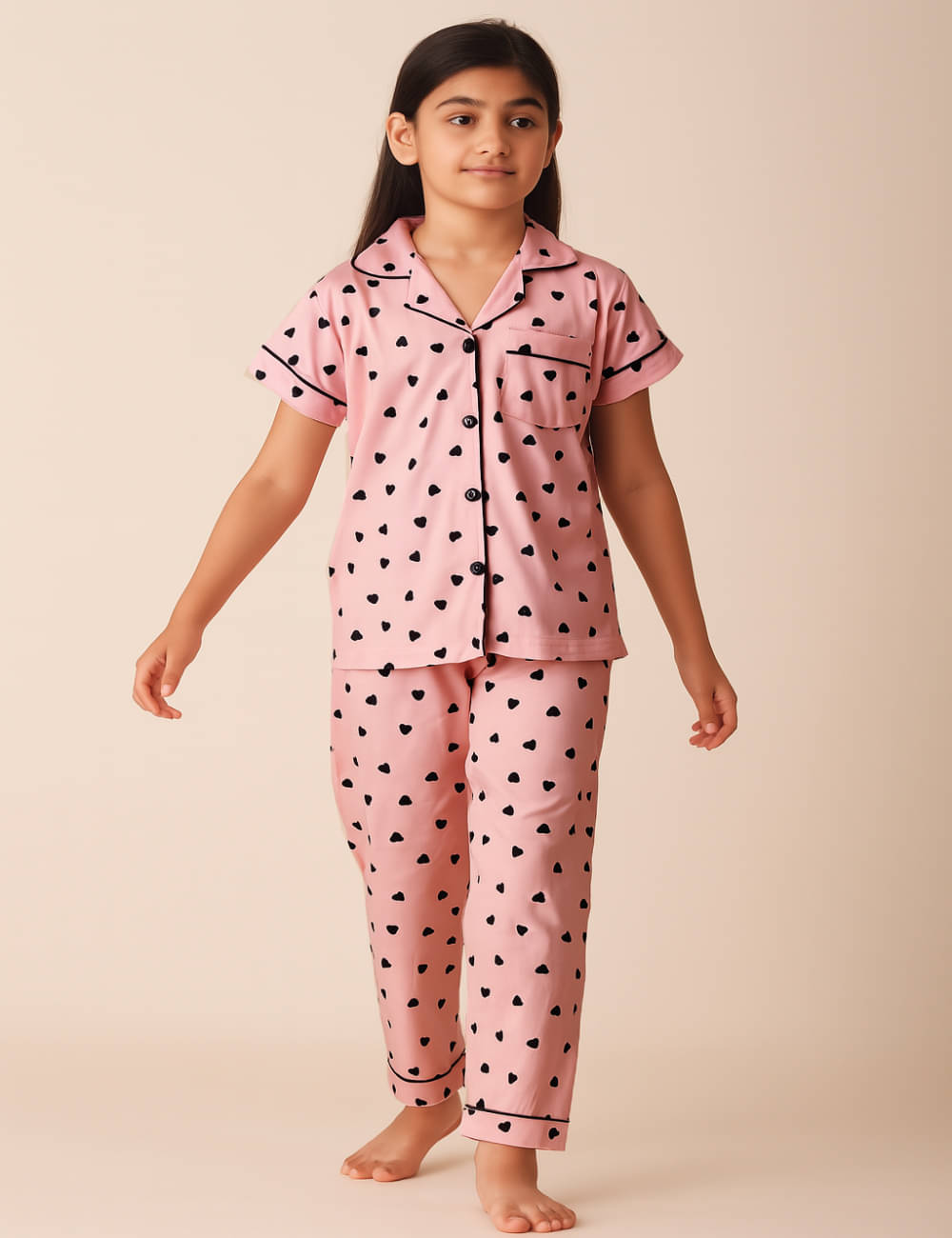     			BHOOLKU Pack of 1 Baby Girls Hosiery Nightsuit Set ( Light Pink )