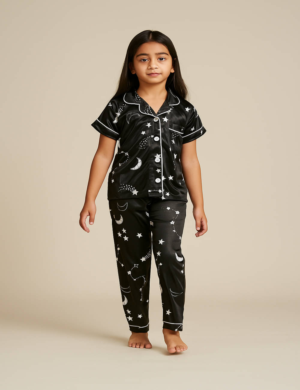     			BHOOLKU Pack of 1 Baby Girls Hosiery Nightsuit Set ( Black )