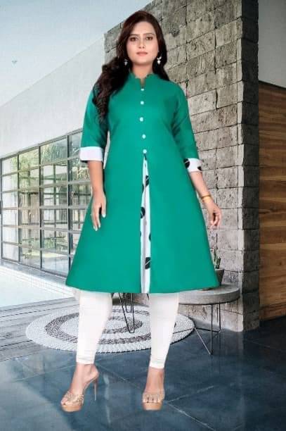     			BONISTA FASHION FOR ALL Women Cotton Flex Solid A-line Kurti ( Dark Green )