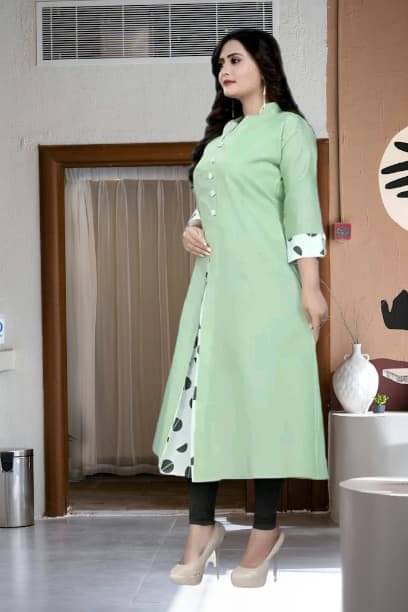     			BONISTA FASHION FOR ALL Women Cotton Flex Solid A-line Kurti ( Dark Green )