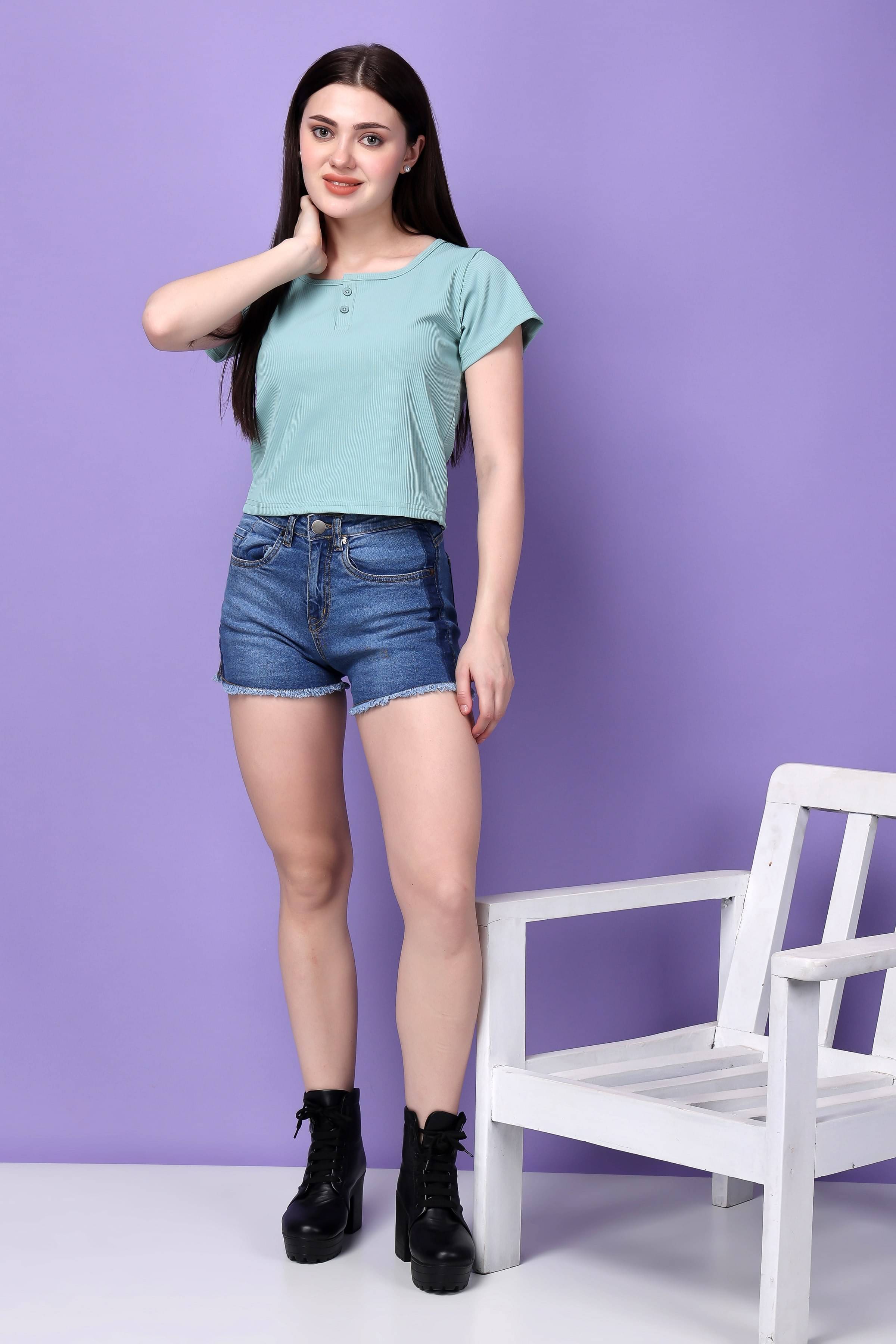     			Bitterlime Women's Cotton Crop Top ( Mint Green )
