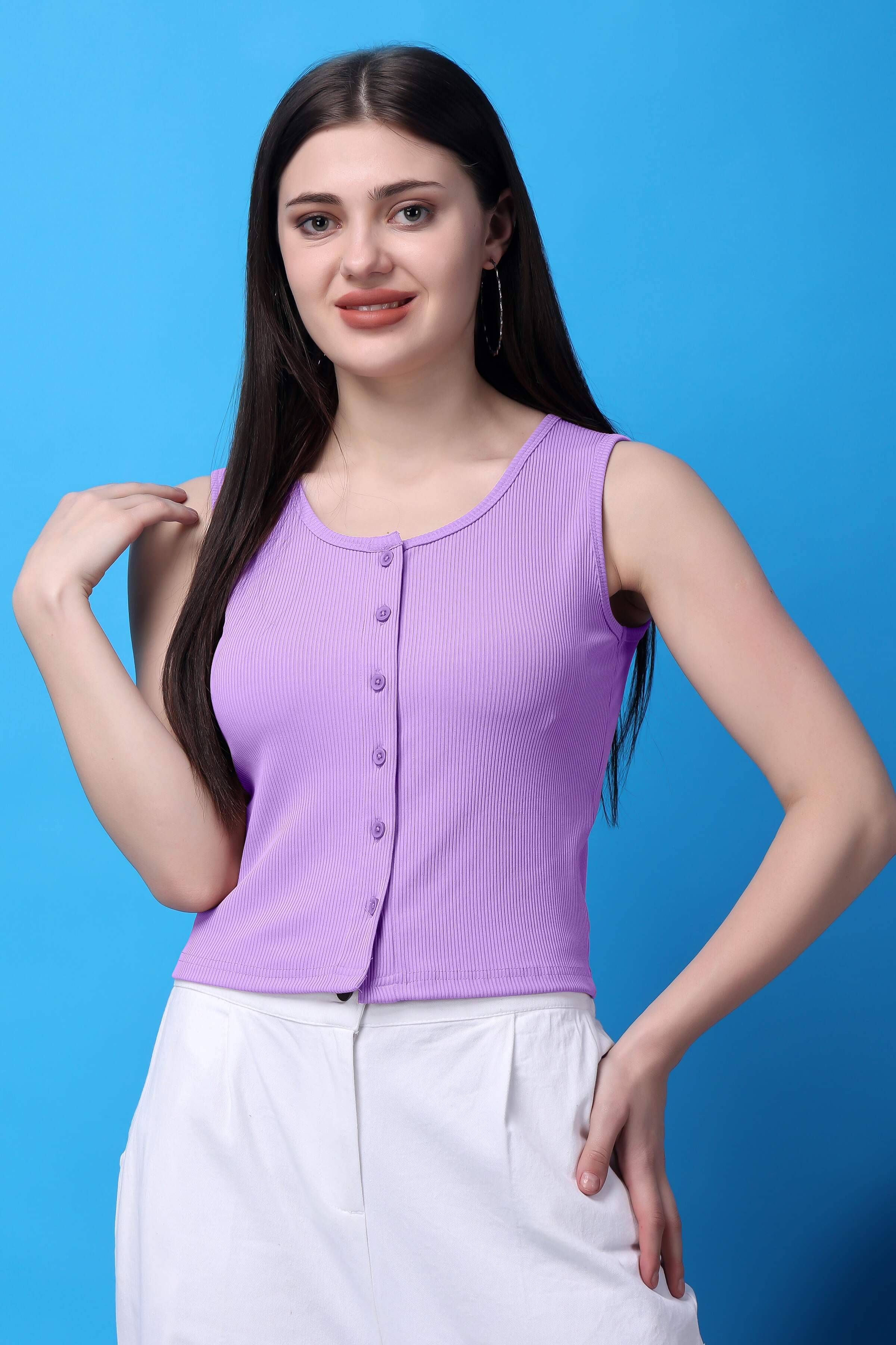     			Bitterlime Women's Cotton Crop Top ( Lavender )