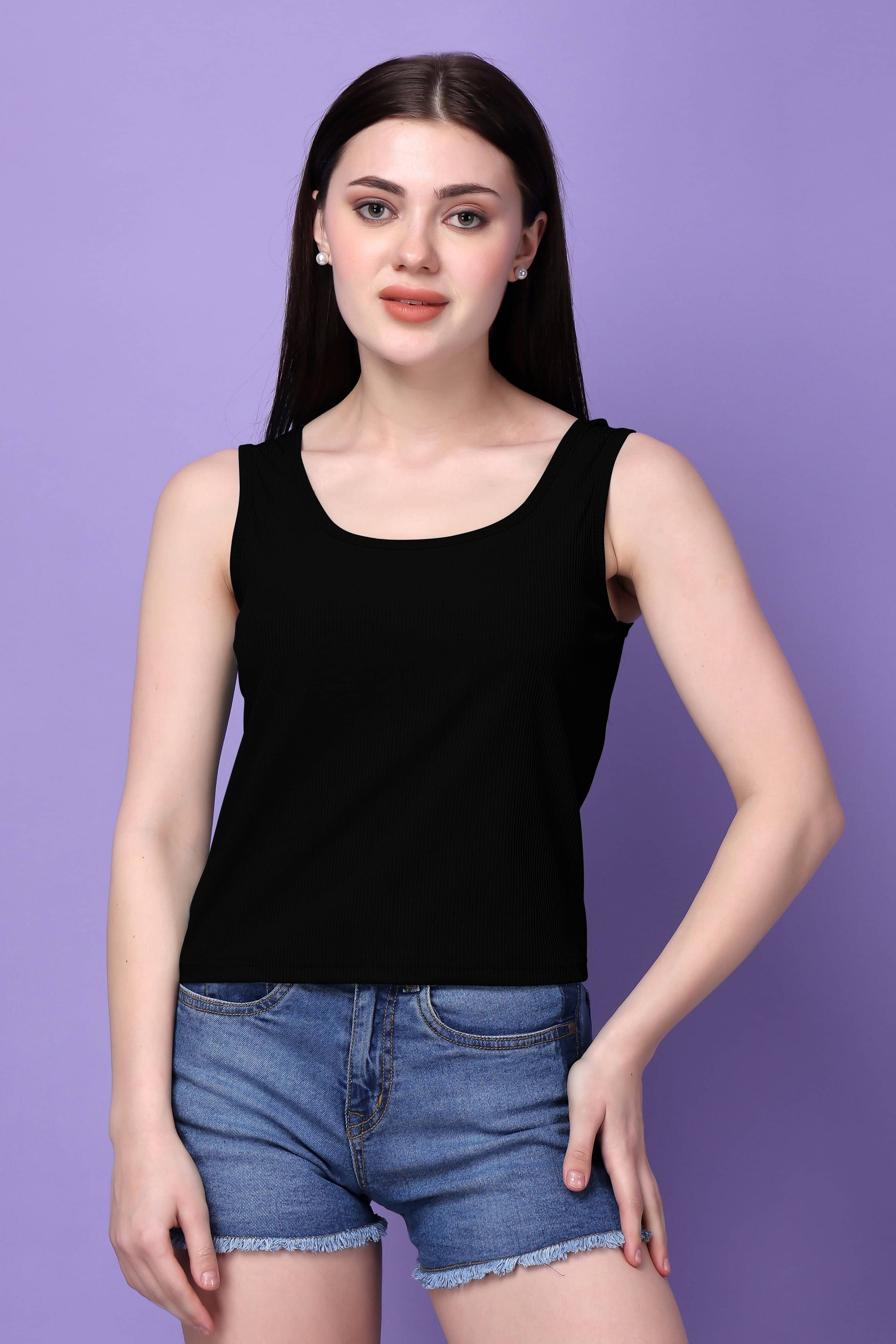 Bitterlime Women's Cotton Crop Top ( Black ) Bitterlime Women's Cotton Crop Top ( Black )