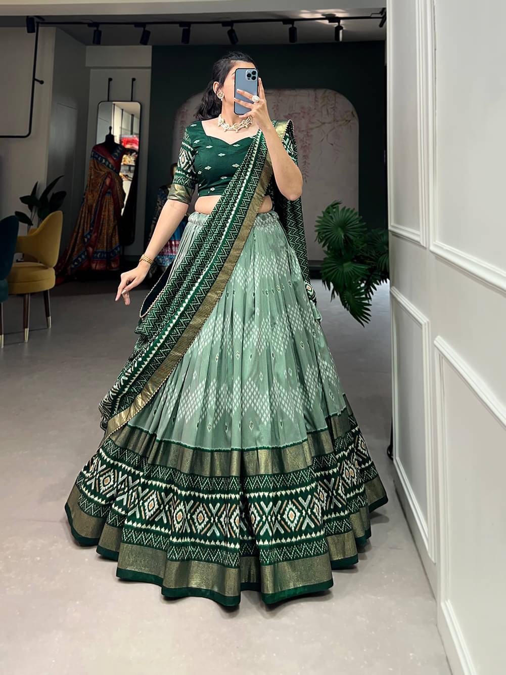     			CYNOR Maroon Tussar Silk Circular Stitched Lehenga Single