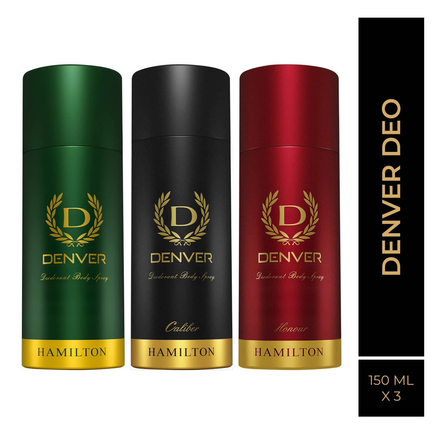 Denver Hamilton, Caliber & Honour (150 ml x 3) Deodorant Spray for Men 450 ml (Pack of 3) Denver Hamilton, Caliber & Honour (150 ml x 3) Deodorant Spray for Men 450 ml (Pack of 3)