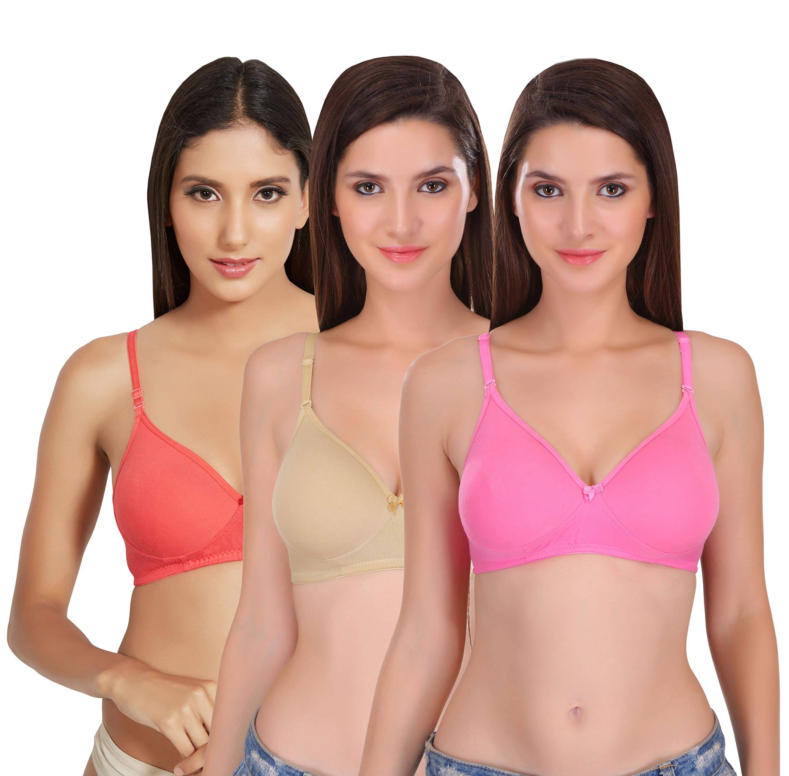 Featherline Pack of 3 Cotton Blend Heavily Padded T-Shirt Bra For Women ( Multicolor3 ) Featherline Pack of 3 Cotton Blend Heavily Padded T-Shirt Bra For Women ( Multicolor3 )