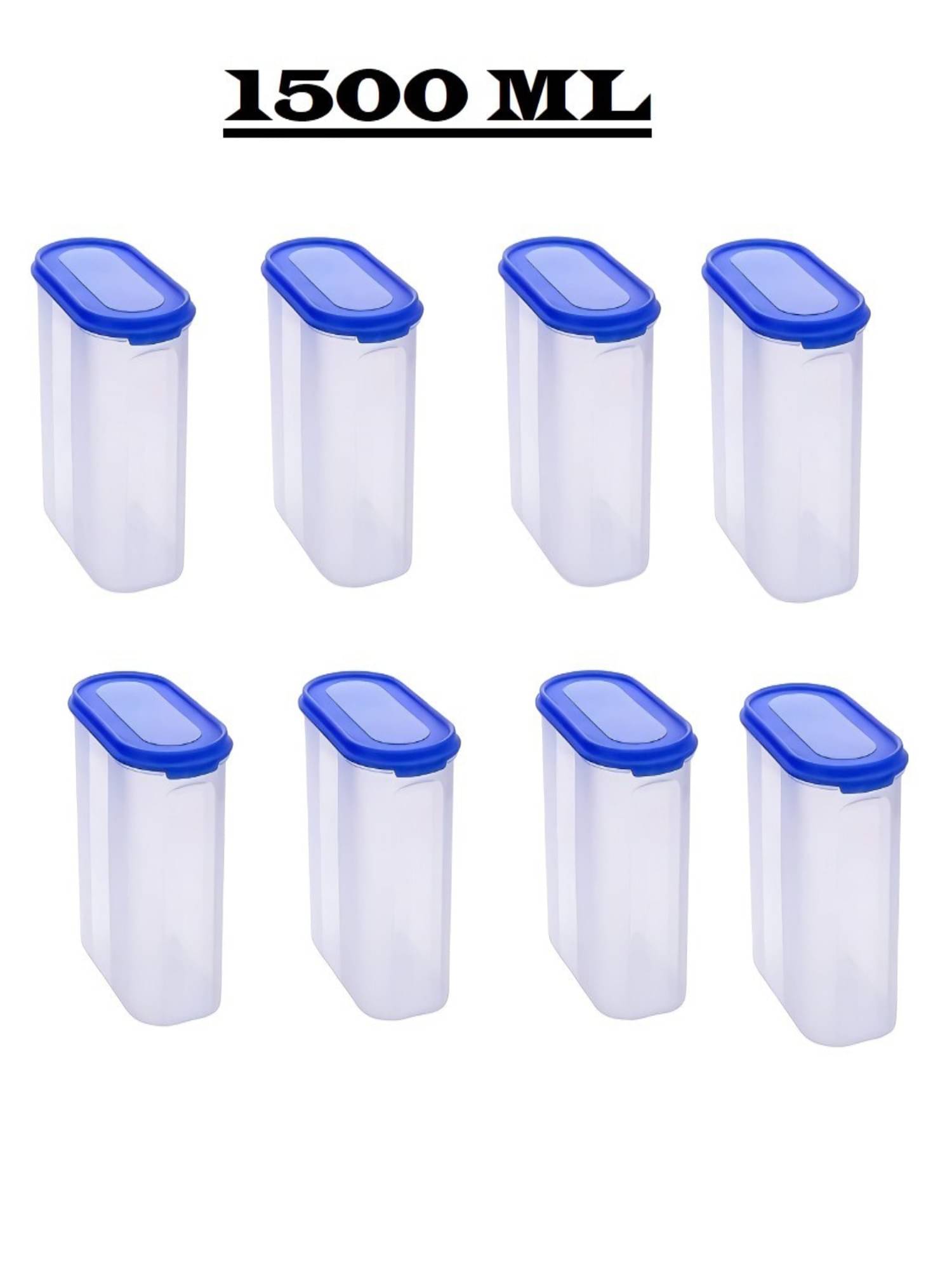     			Freqcty Jar Storage , Plastic Light Blue Utility Container ( Set of 8 )