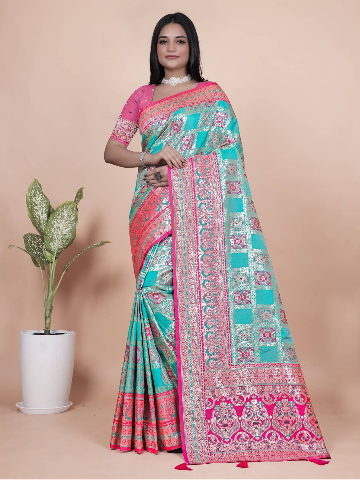 GSAREEJII Silk Woven Banarasi saree With Unstitched Blouse Piece ( Aqua Blue ) GSAREEJII Silk Woven Banarasi saree With Unstitched Blouse Piece ( Aqua Blue )