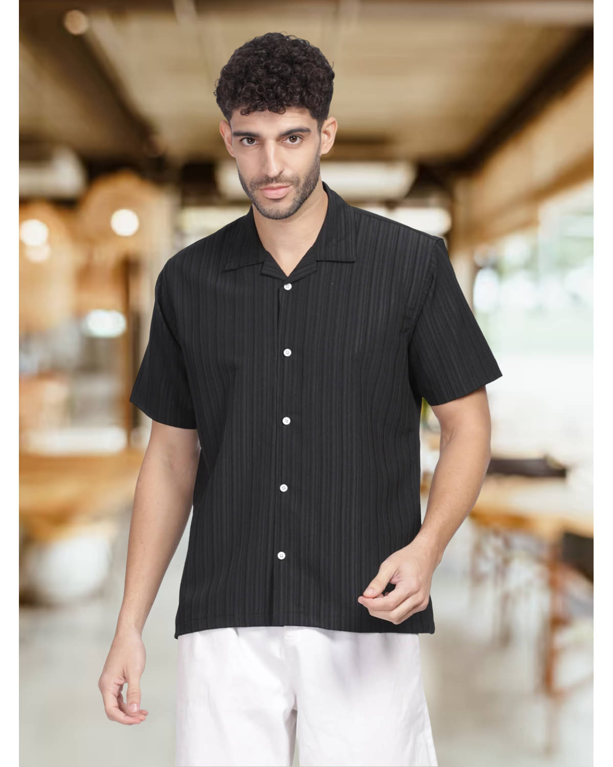 Glito Polyester Slim Fit Solids Half Sleeves Men's Casual Shirt - Black ( Pack of 1 ) Glito Polyester Slim Fit Solids Half Sleeves Men's Casual Shirt - Black ( Pack of 1 )
