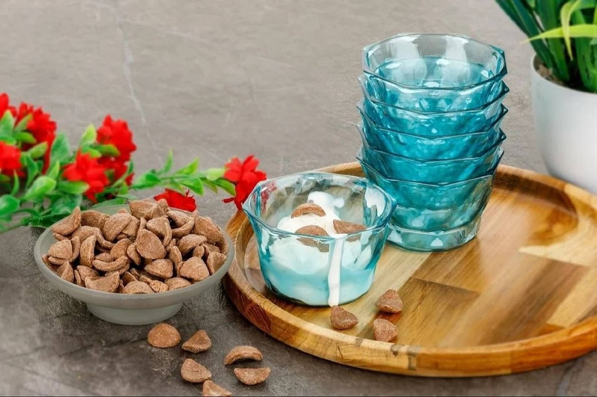 HAPPI Ice Cream Cups Pudding Bowl 6 Plastic Dessert Bowl 7 cm ( Set of 6 ) Blue HAPPI Ice Cream Cups Pudding Bowl 6 Plastic Dessert Bowl 7 cm ( Set of 6 ) Blue