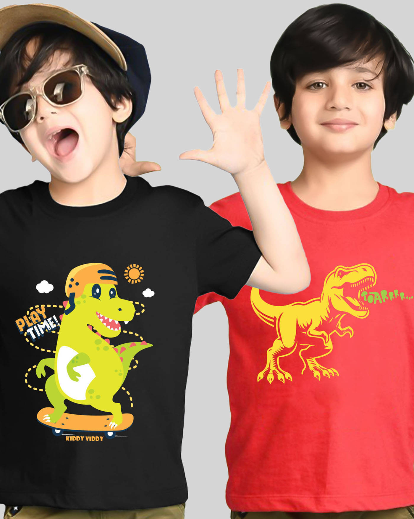     			KIDDY VIDDY Pack of 2 Boys Cotton Blend T-Shirt ( Black )