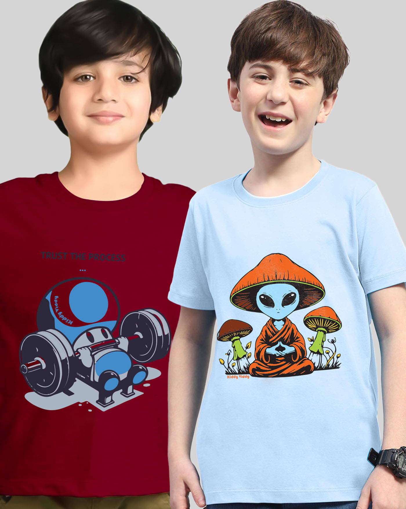     			KIDDY VIDDY Pack of 2 Boys Cotton Blend T-Shirt ( Maroon )