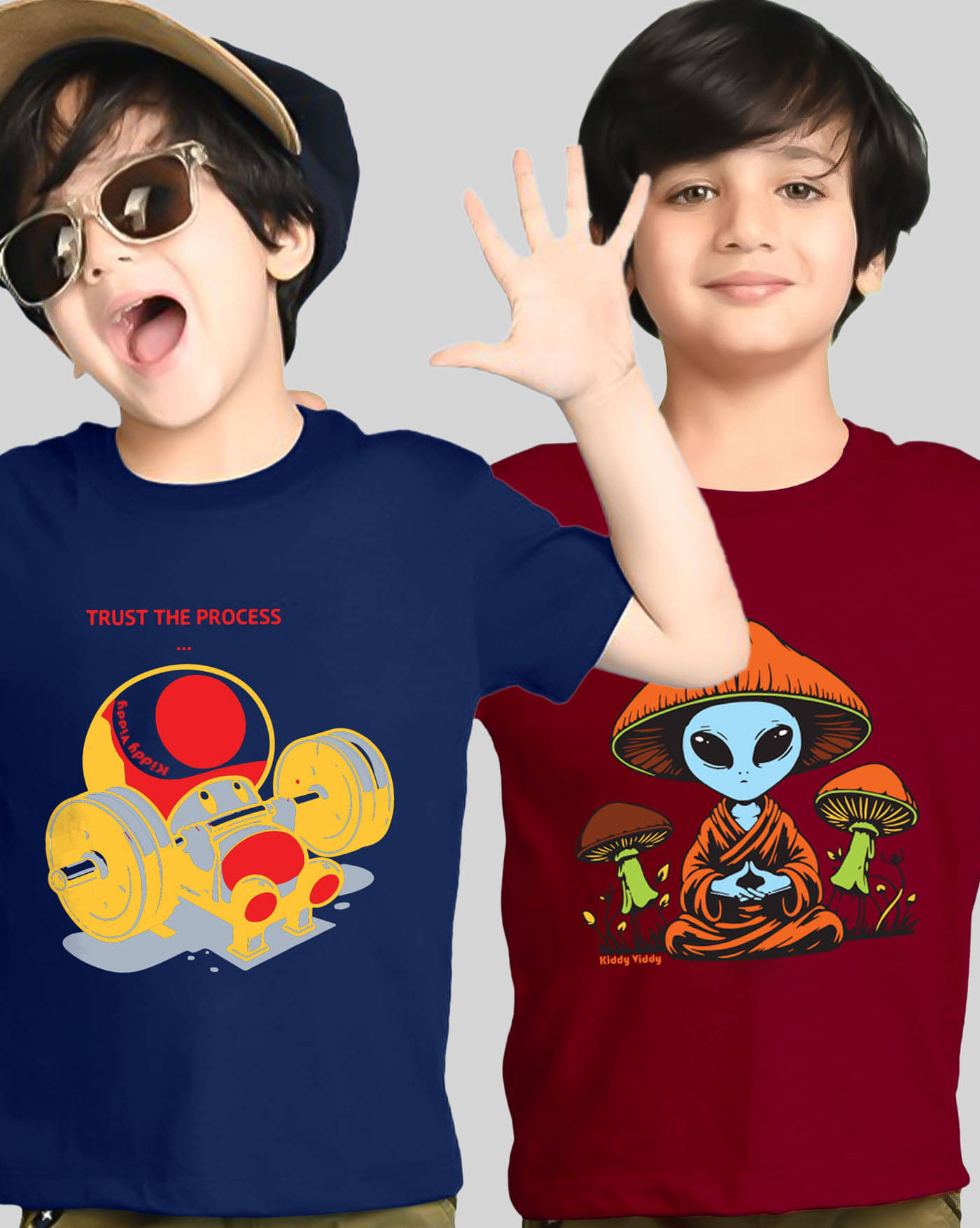     			KIDDY VIDDY Pack of 2 Boys Cotton Blend T-Shirt ( Navy Blue )