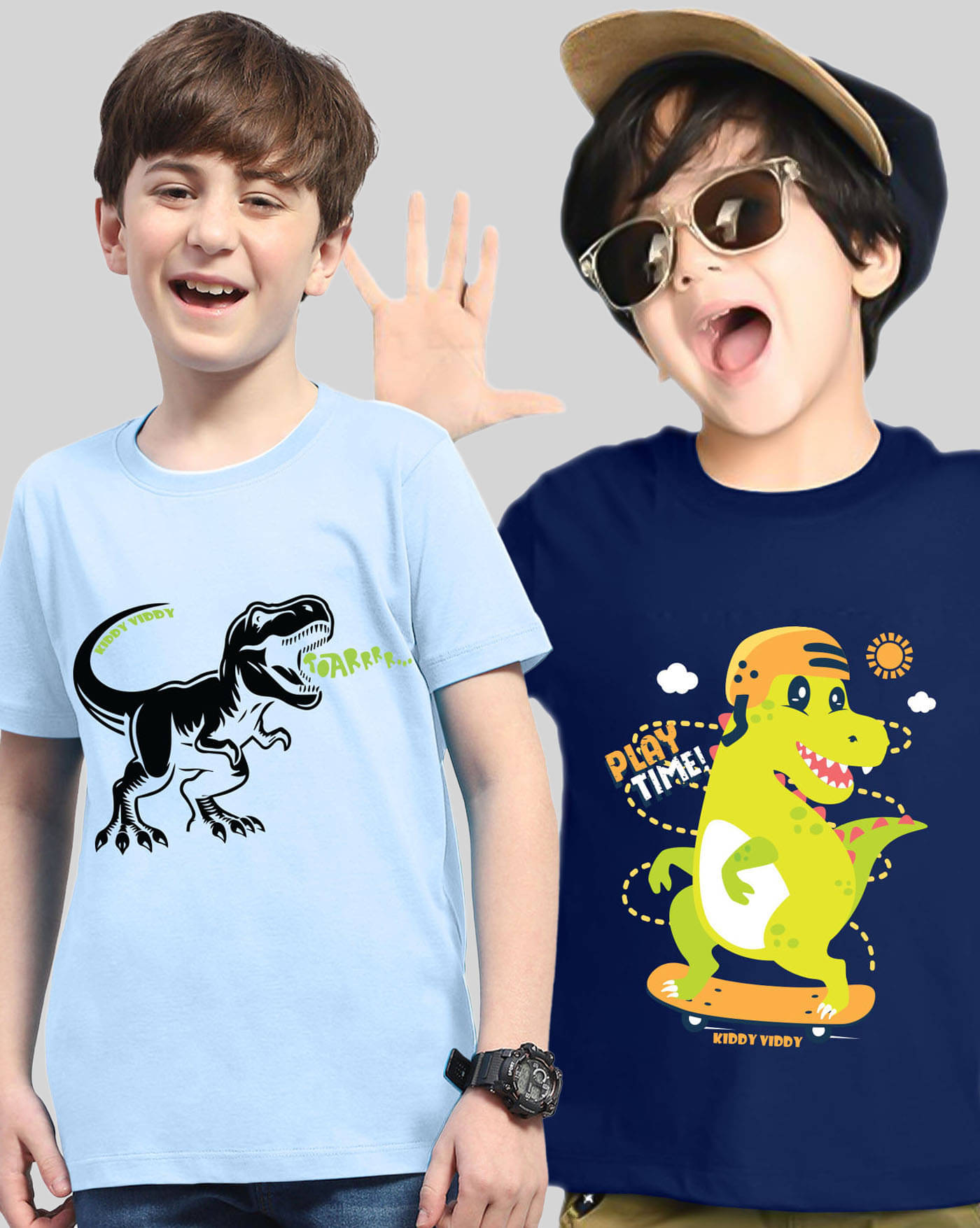     			KIDDY VIDDY Pack of 2 Boys Cotton Blend T-Shirt ( Navy Blue )