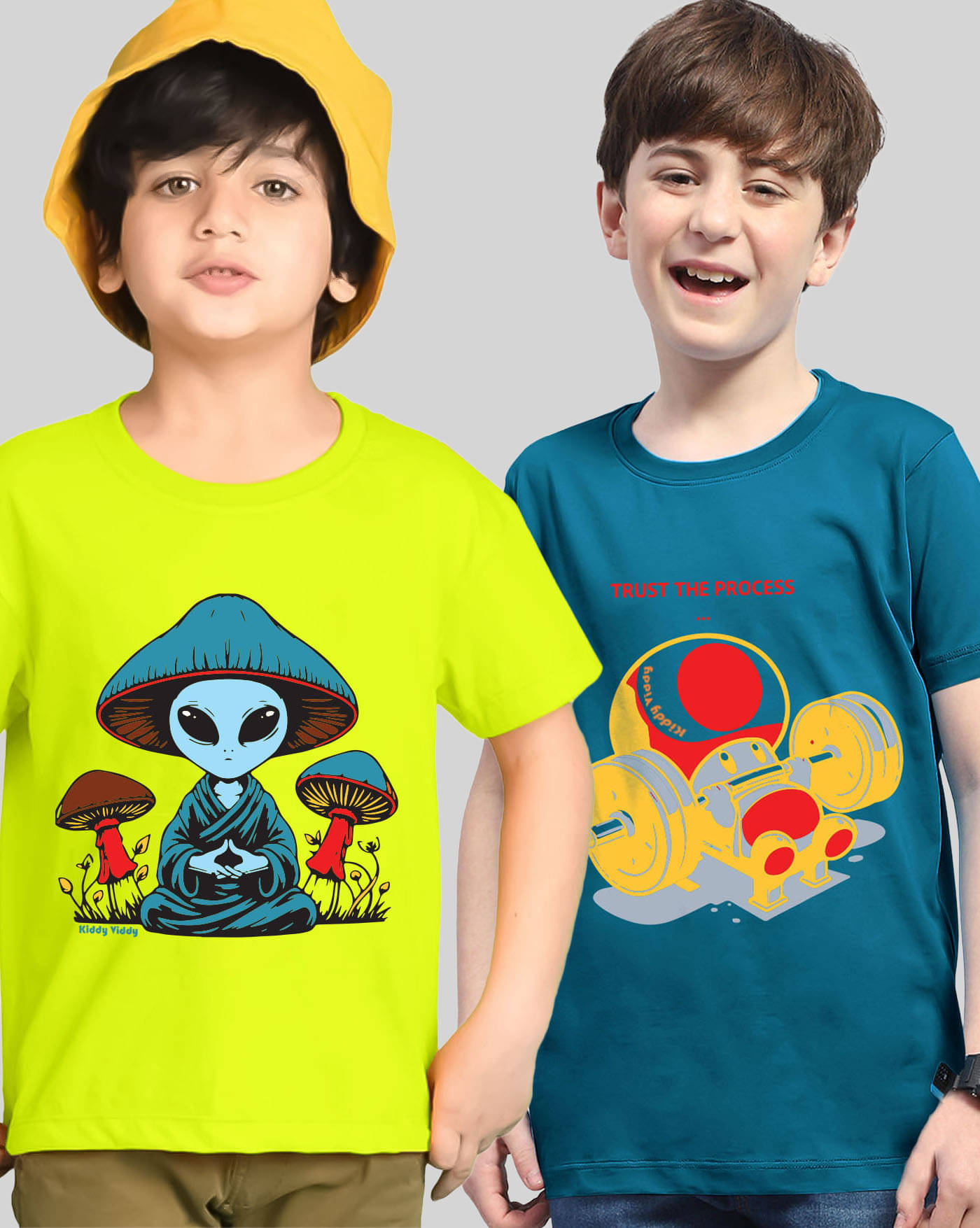     			KIDDY VIDDY Pack of 2 Boys Cotton Blend T-Shirt ( Neon Green )