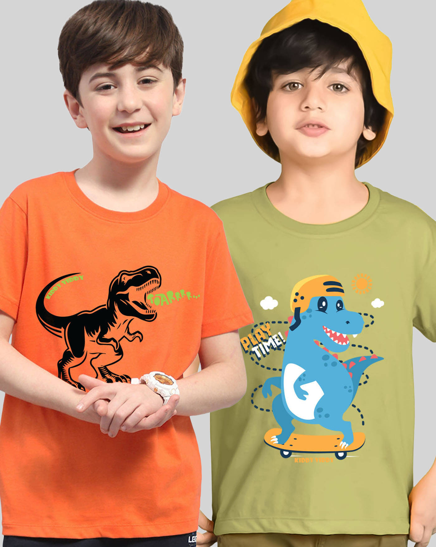     			KIDDY VIDDY Pack of 2 Boys Cotton Blend T-Shirt ( Green )