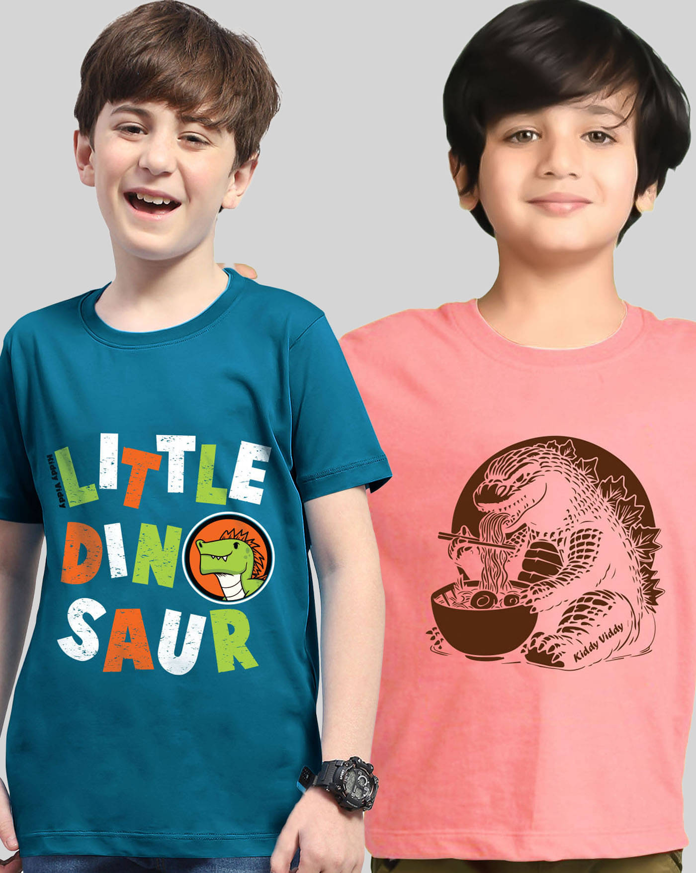     			KIDDY VIDDY Pack of 2 Boys Cotton Blend T-Shirt ( Peach )