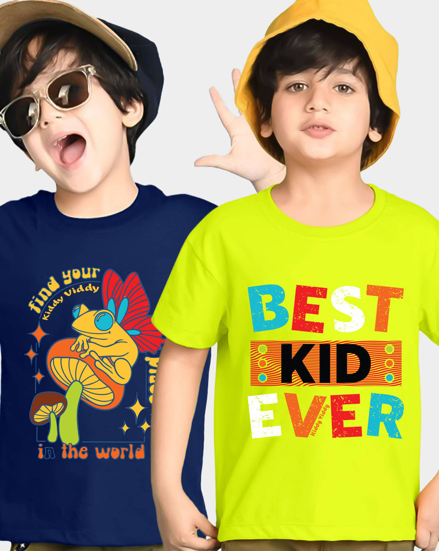     			KIDDY VIDDY Pack of 2 Boys Cotton Blend T-Shirt ( Neon Green )