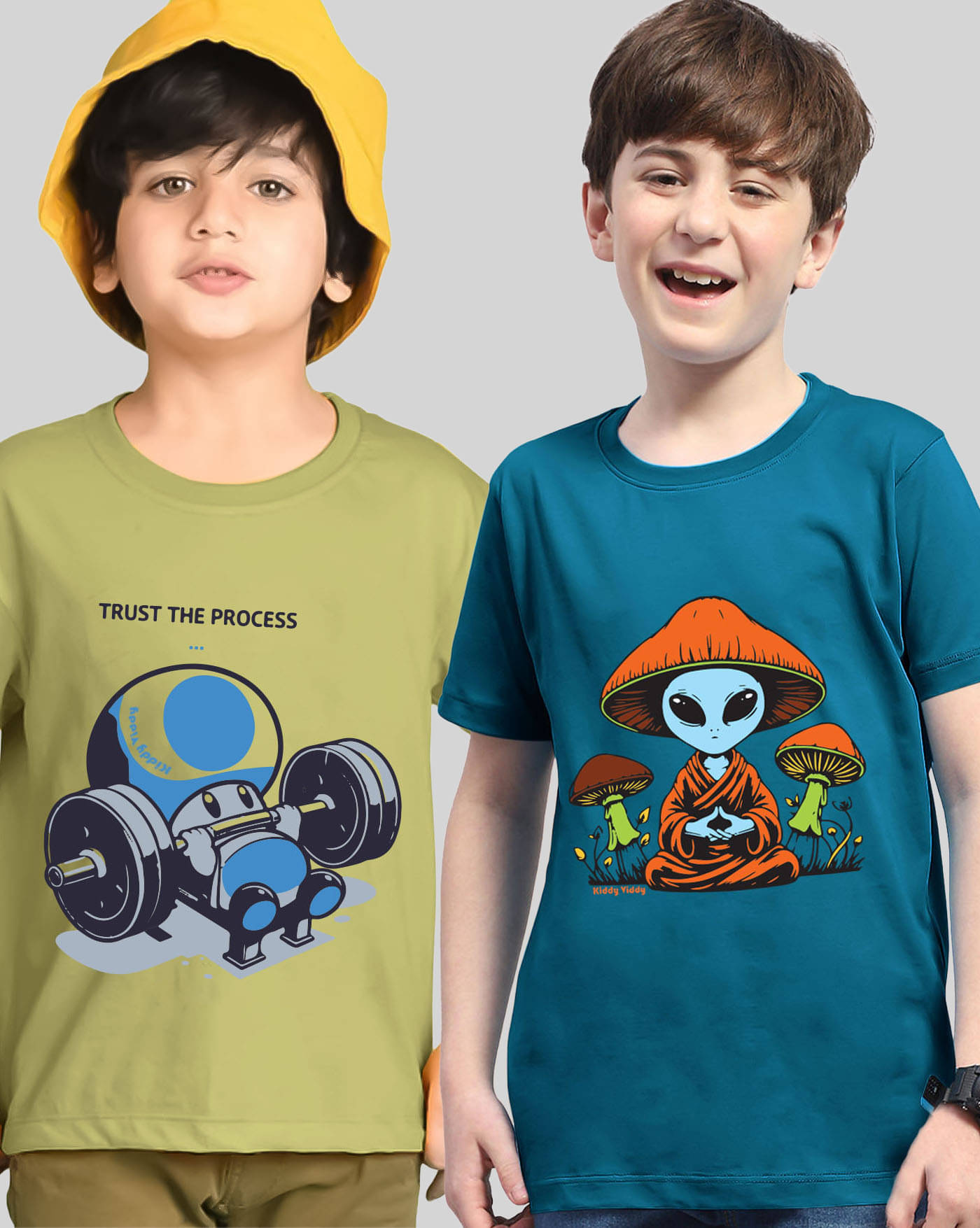     			KIDDY VIDDY Pack of 2 Boys Cotton Blend T-Shirt ( Green )