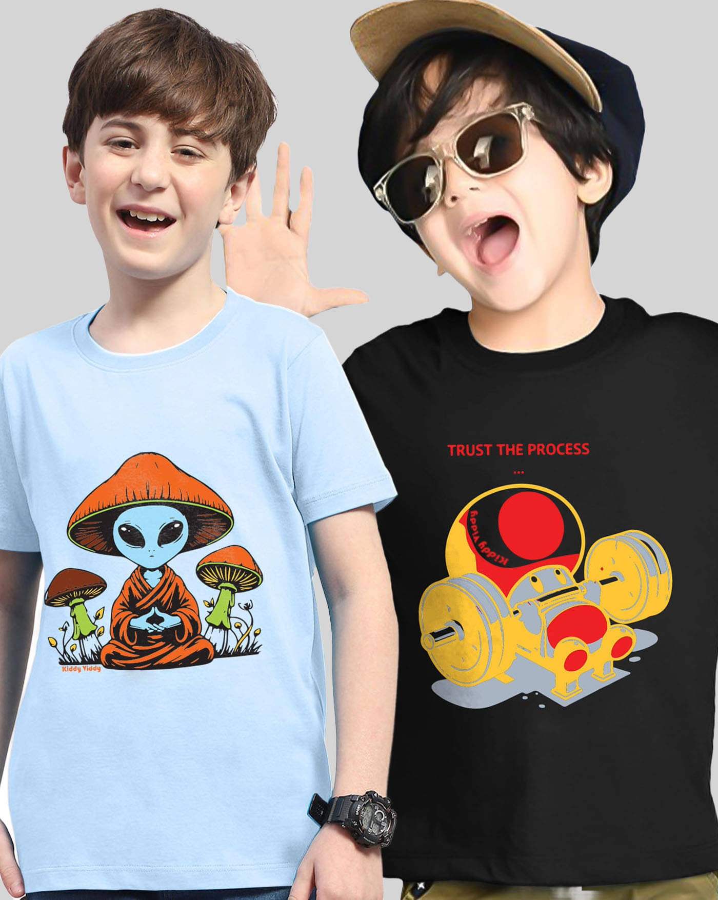     			KIDDY VIDDY Pack of 2 Boys Cotton Blend T-Shirt ( Black )