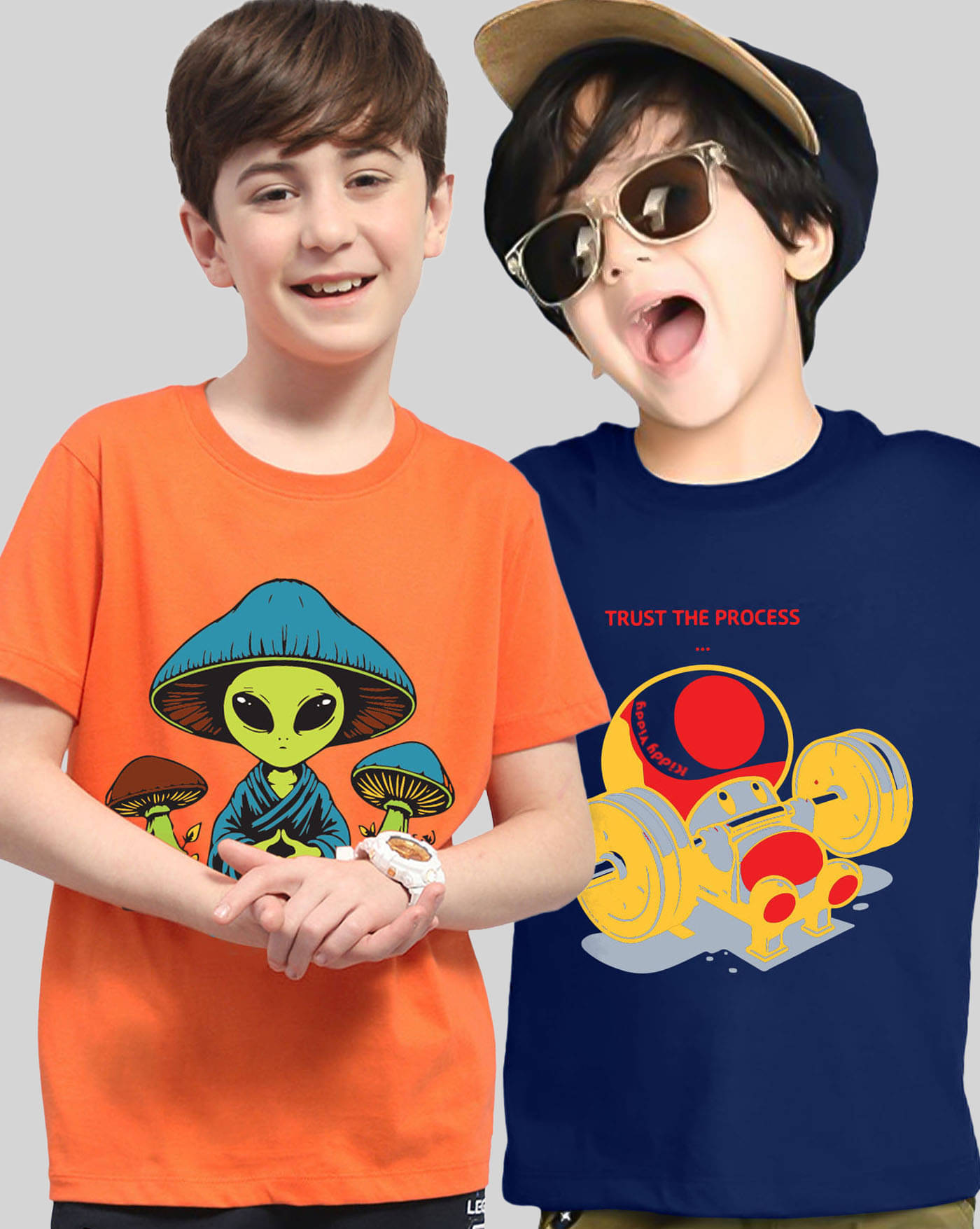     			KIDDY VIDDY Pack of 2 Boys Cotton Blend T-Shirt ( Orange )
