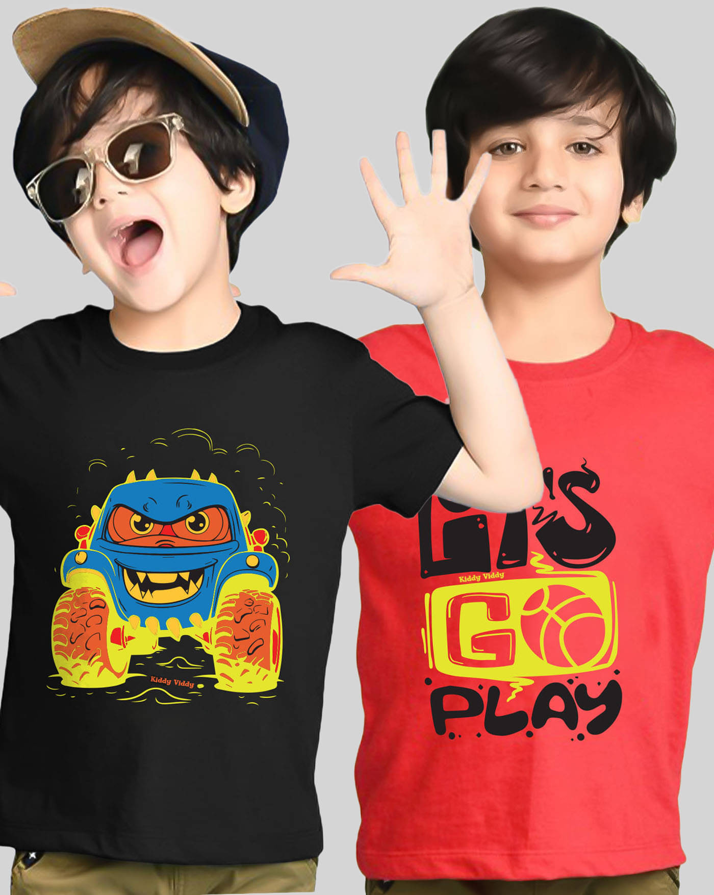     			KIDDY VIDDY Pack of 2 Boys Cotton Blend T-Shirt ( Red )