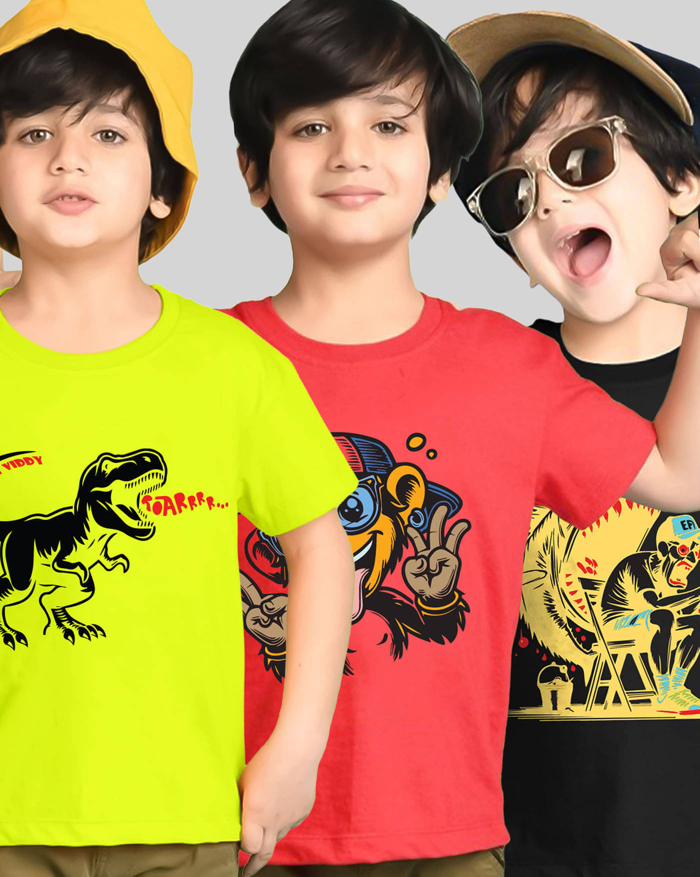     			KIDDY VIDDY Pack of 3 Boys Cotton Blend T-Shirt ( Red )