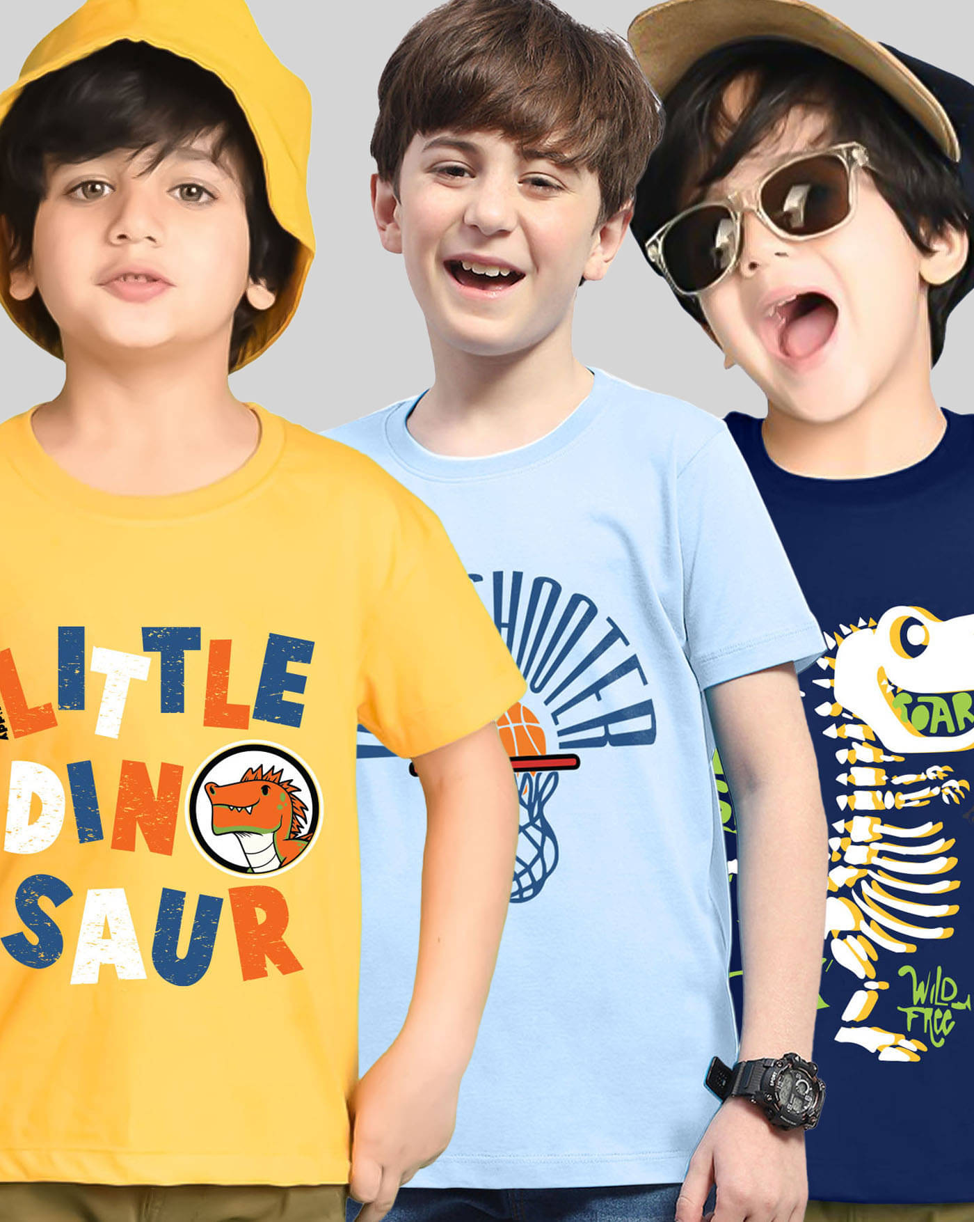     			KIDDY VIDDY Pack of 3 Boys Cotton Blend T-Shirt ( Navy Blue )
