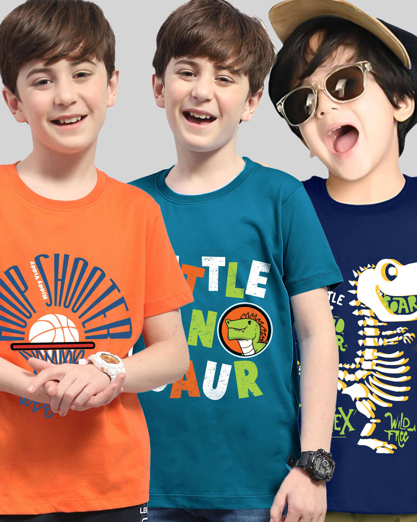     			KIDDY VIDDY Pack of 3 Boys Cotton Blend T-Shirt ( Orange )