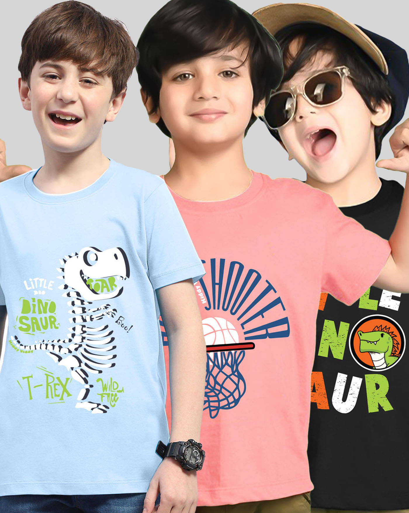     			KIDDY VIDDY Pack of 3 Boys Cotton Blend T-Shirt ( Peach )