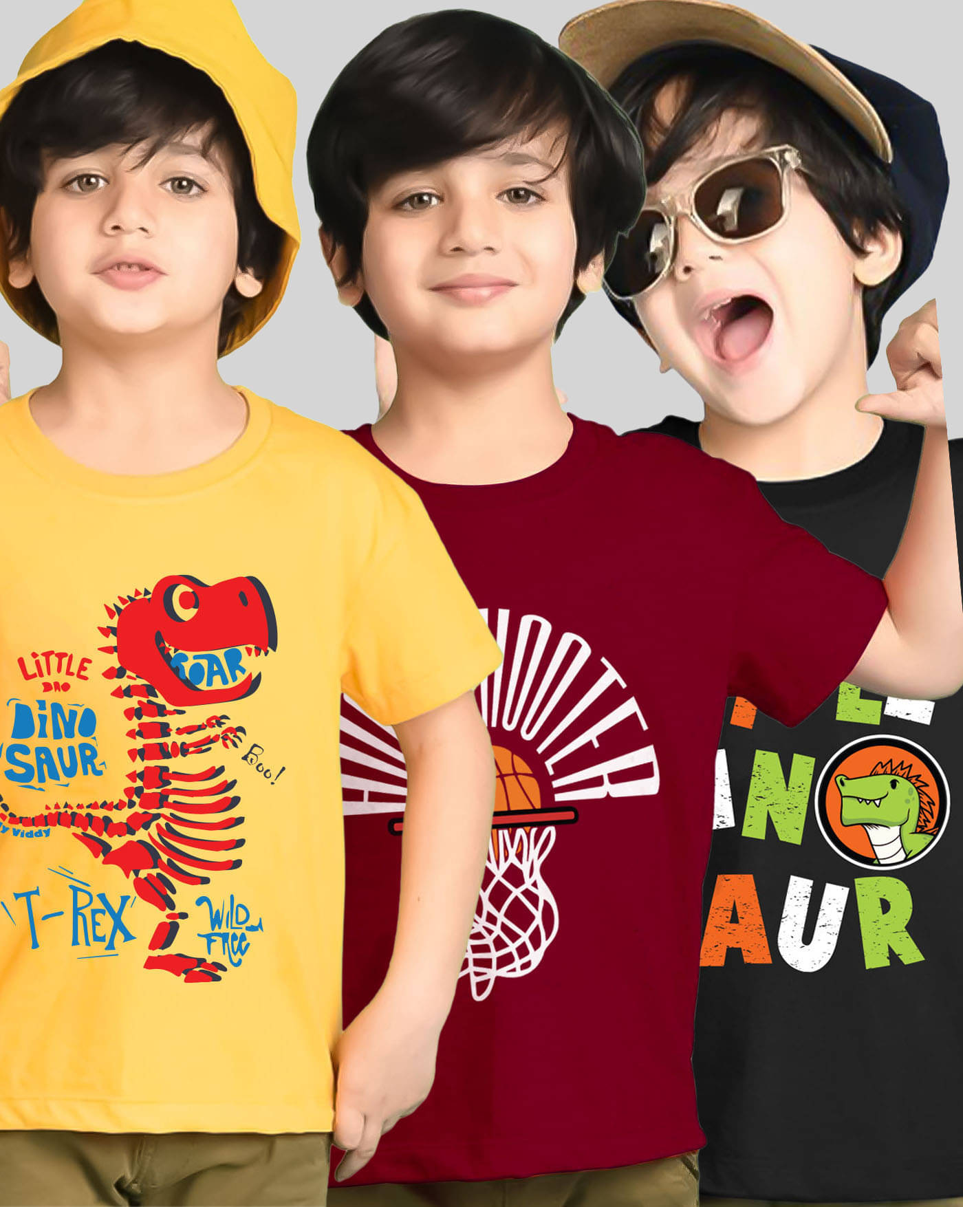     			KIDDY VIDDY Pack of 3 Boys Cotton Blend T-Shirt ( Maroon )
