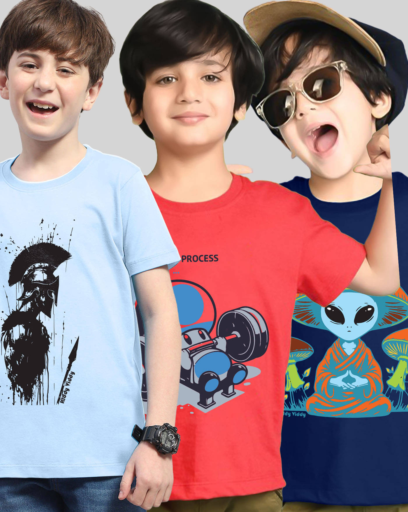     			KIDDY VIDDY Pack of 3 Boys Cotton Blend T-Shirt ( Multicolor )