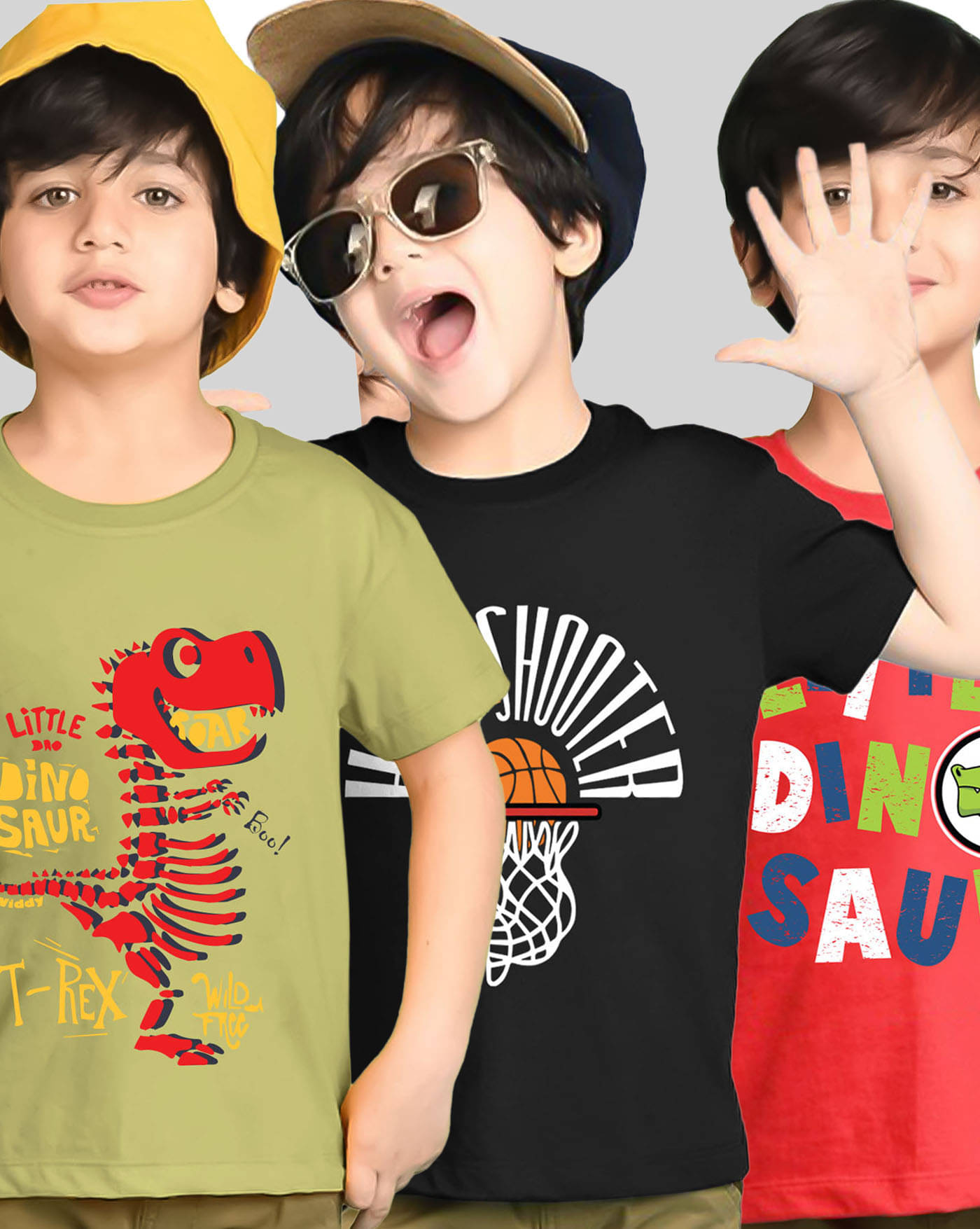     			KIDDY VIDDY Pack of 3 Boys Cotton Blend T-Shirt ( Red )