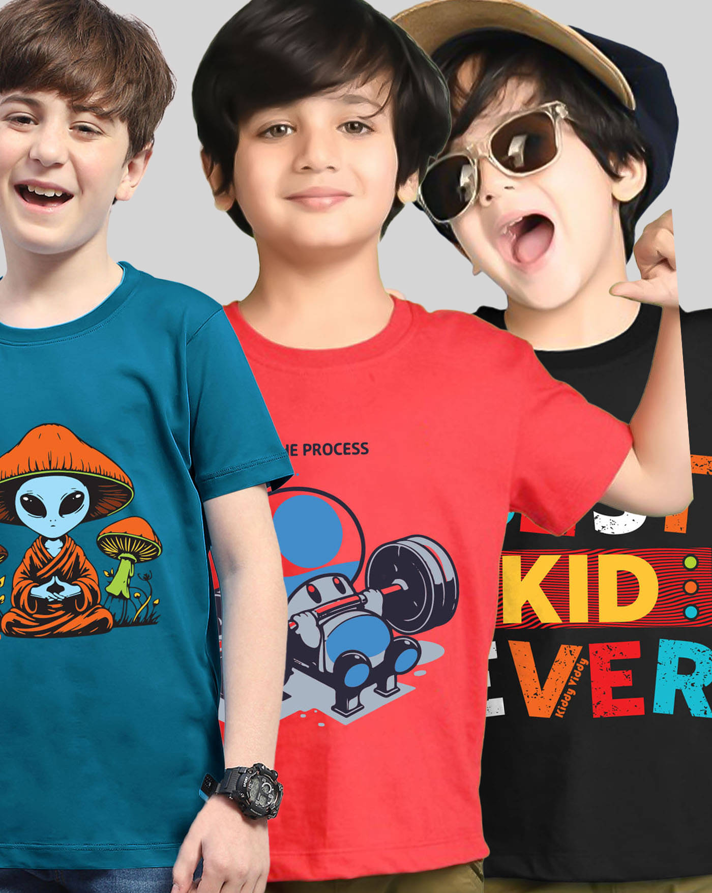     			KIDDY VIDDY Pack of 3 Boys Cotton Blend T-Shirt ( Red )