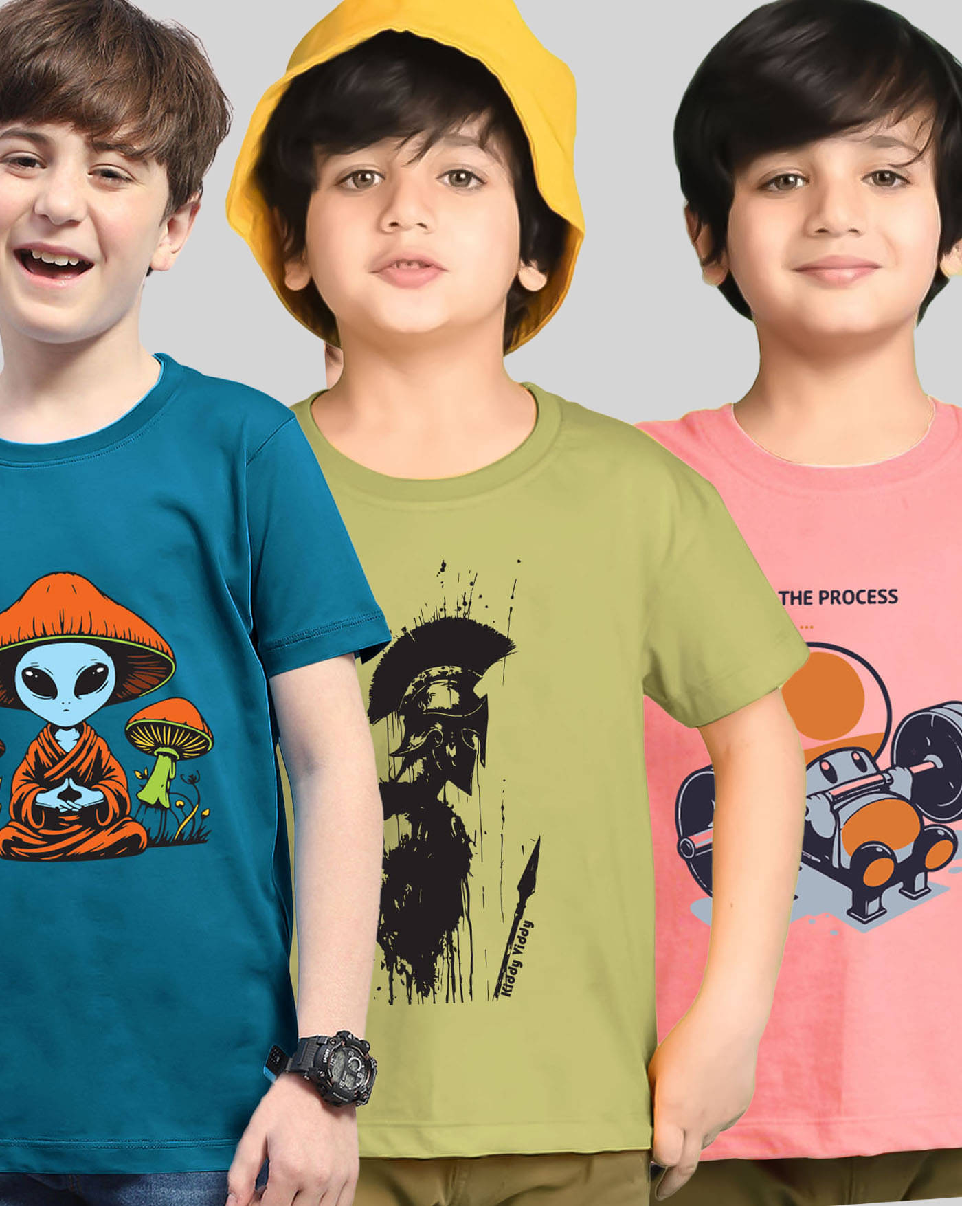     			KIDDY VIDDY Pack of 3 Boys Cotton Blend T-Shirt ( Green )
