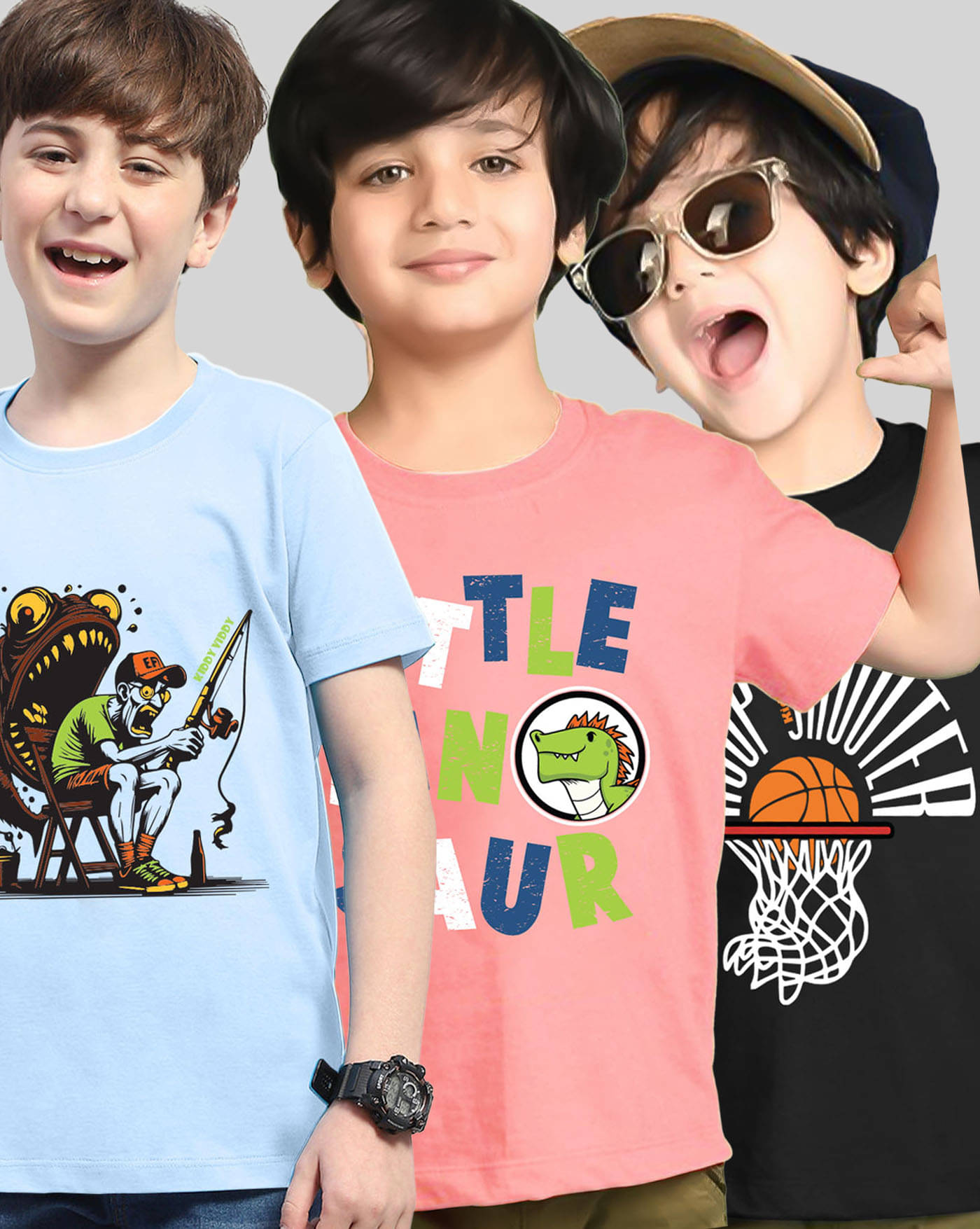     			KIDDY VIDDY Pack of 3 Boys Cotton Blend T-Shirt ( Peach )