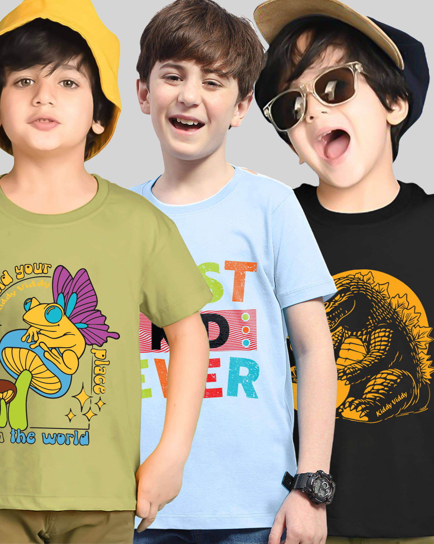     			KIDDY VIDDY Pack of 3 Boys Cotton Blend T-Shirt ( Green )