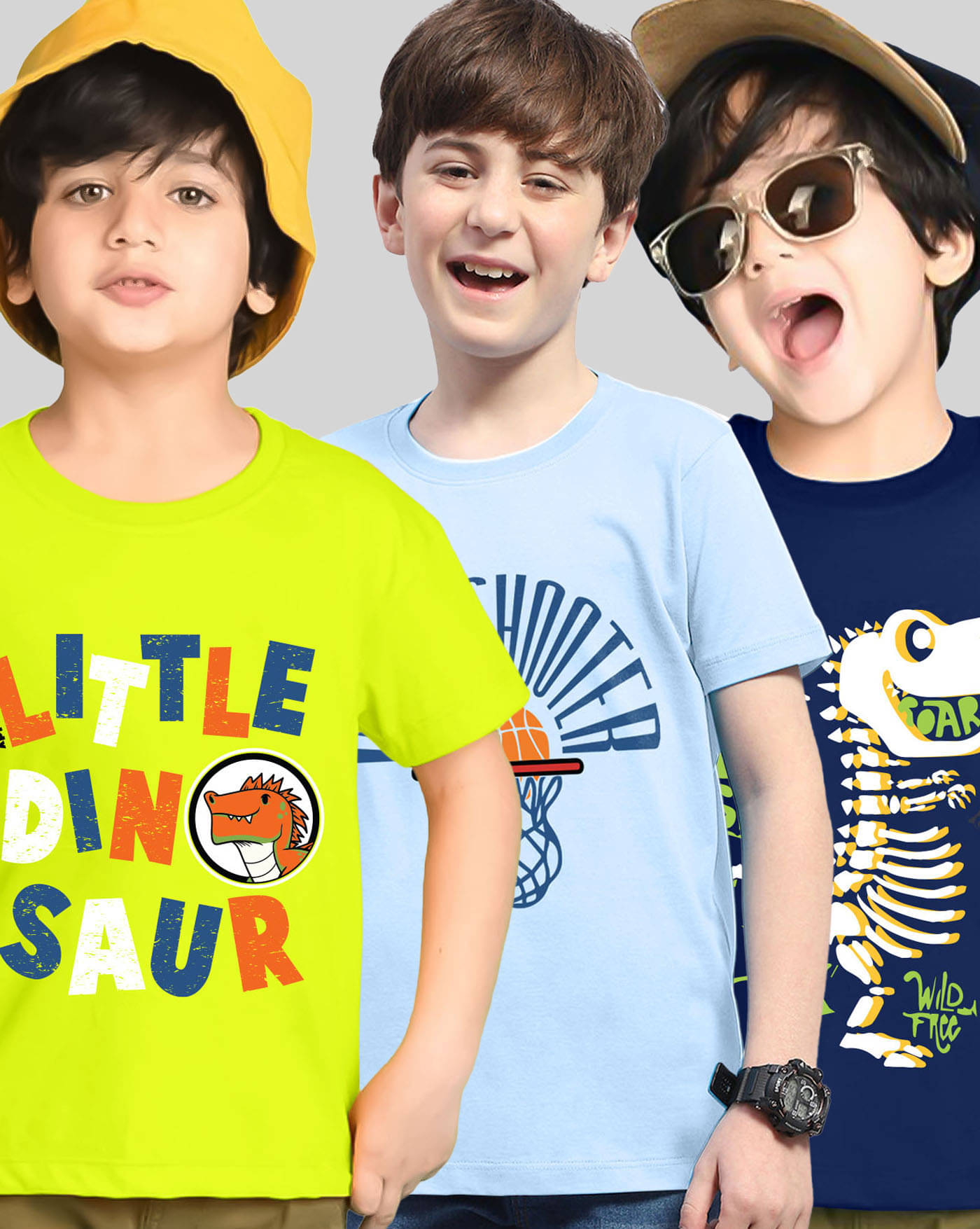     			KIDDY VIDDY Pack of 3 Boys Cotton Blend T-Shirt ( Neon Green )